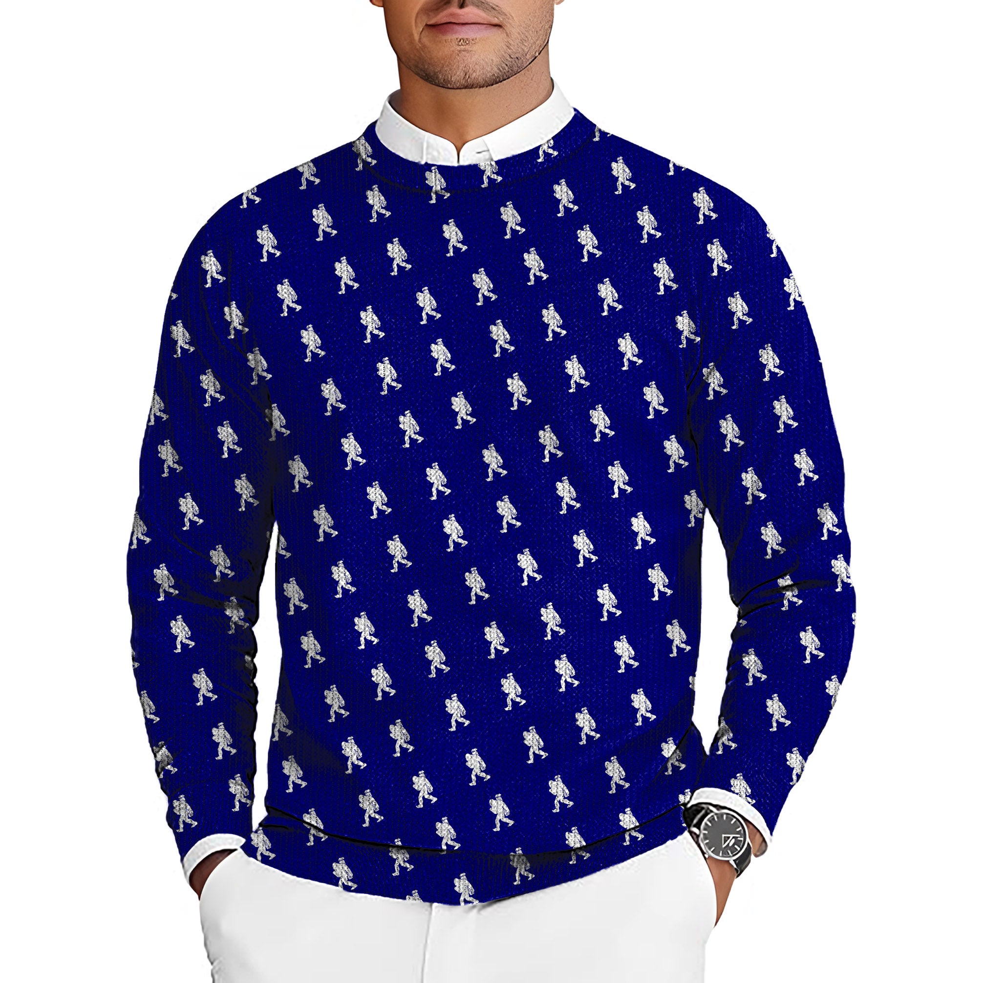 Bigfoot Men's Golf Crewneck Pullover Sweaters Ugly Sweater
