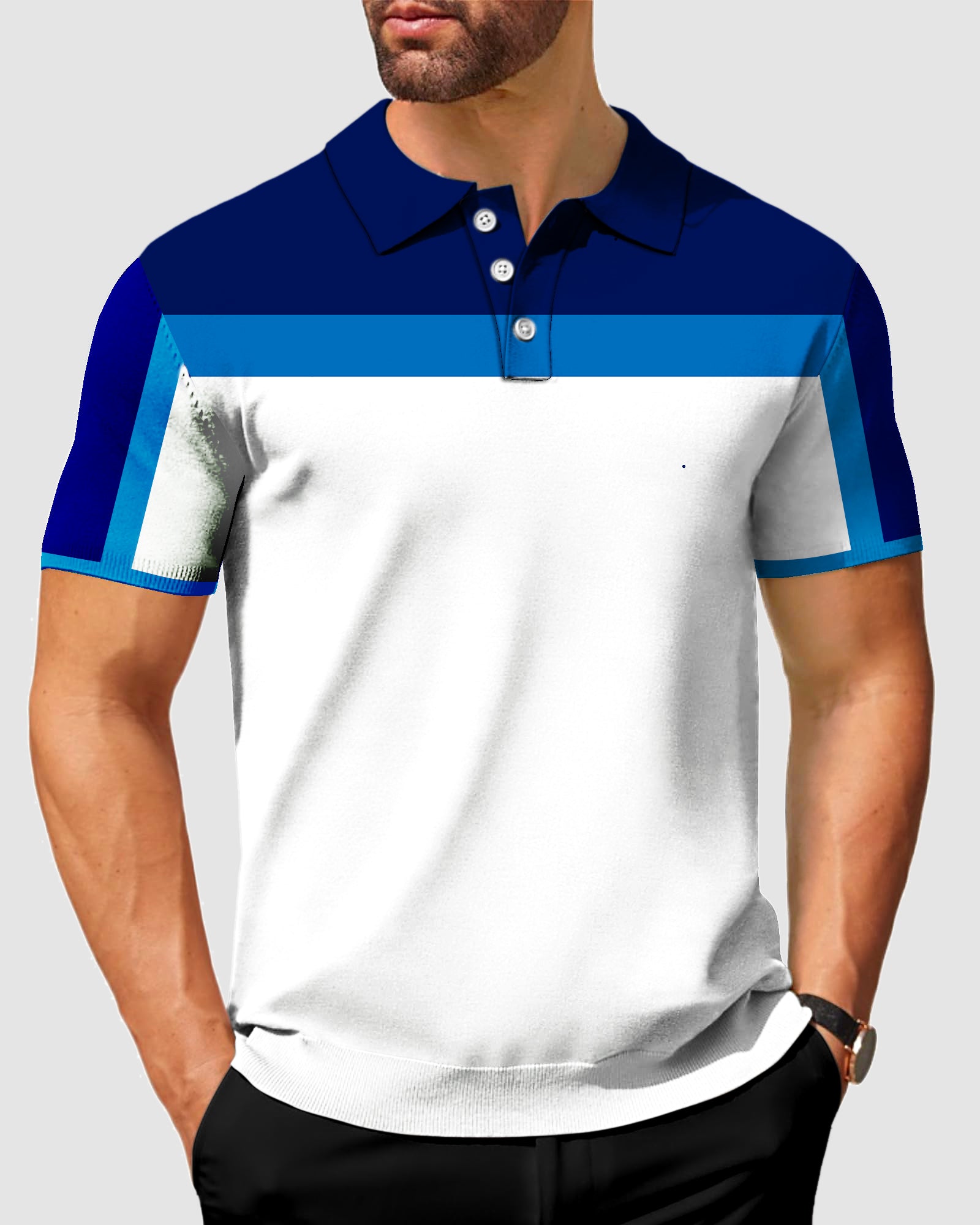 Men's Thick Horizontal Stripes-Stripe Series Polo