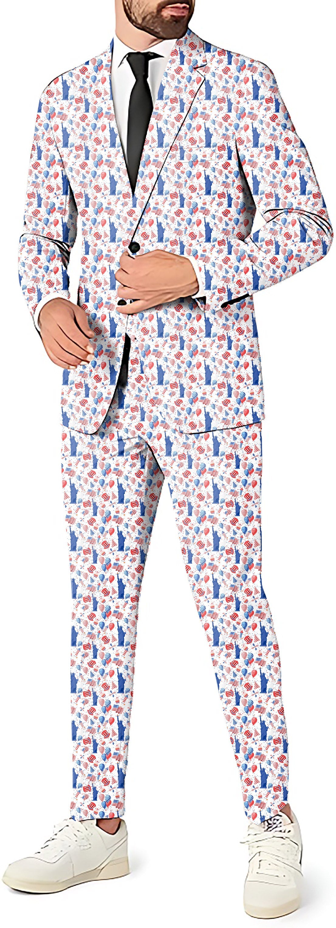 Men's party suit with American national symbols blazer, pants, and vest set