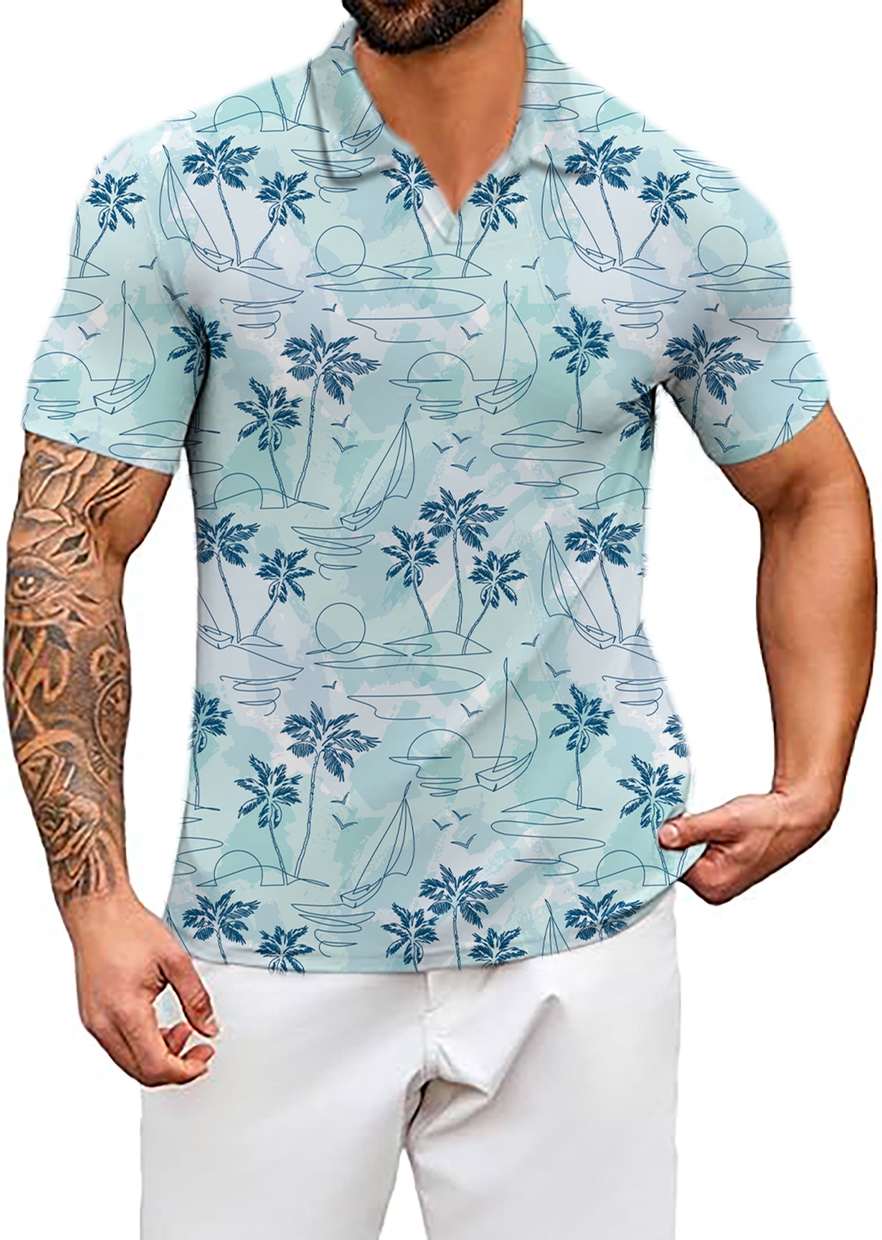 Men's Sail Away V Neck Golf Polo Shirts