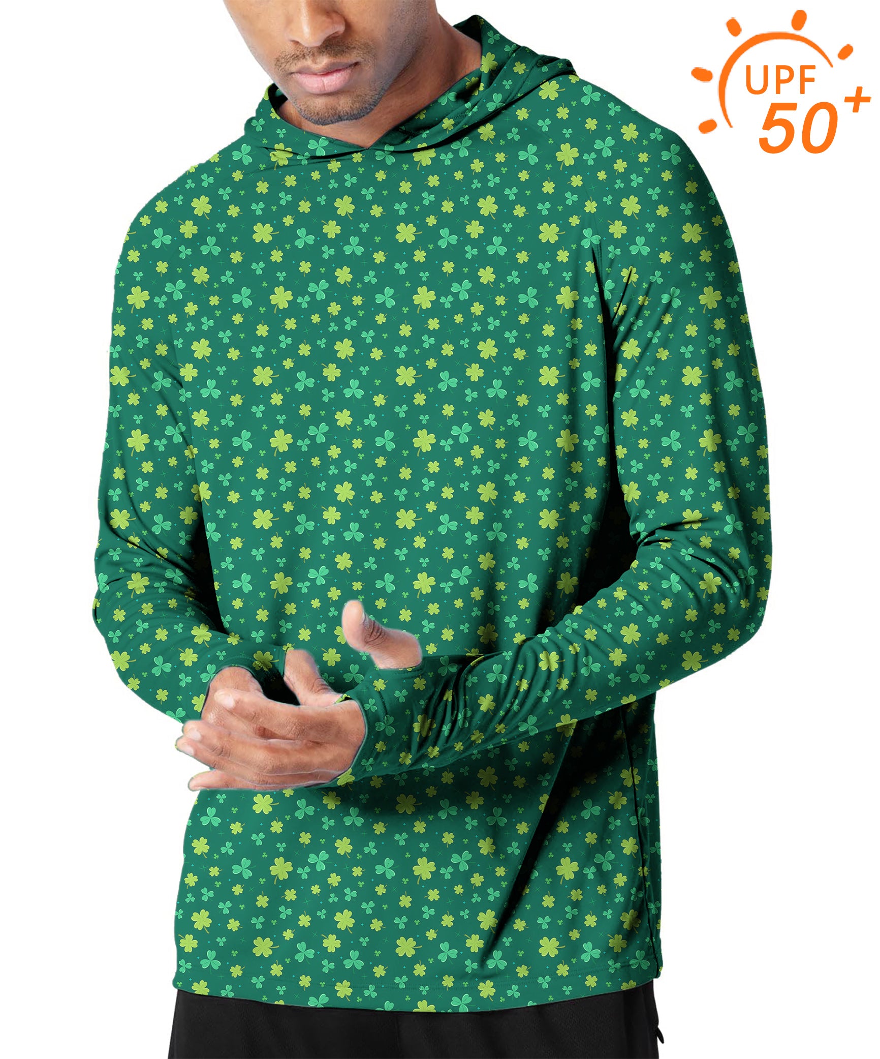 Men's Outdoor Leaf clover St. Patrick's Day Golf Sun Protection Slim Fit hoodies