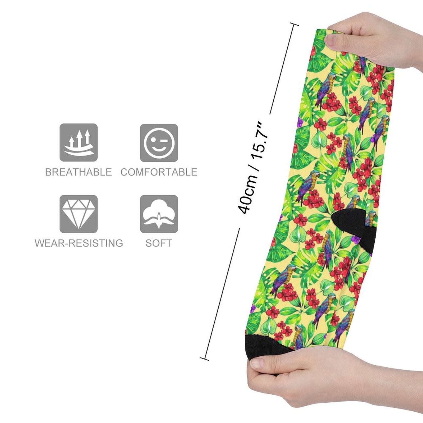 Toucan tropical flowers Prined socks Gifts for Men Women