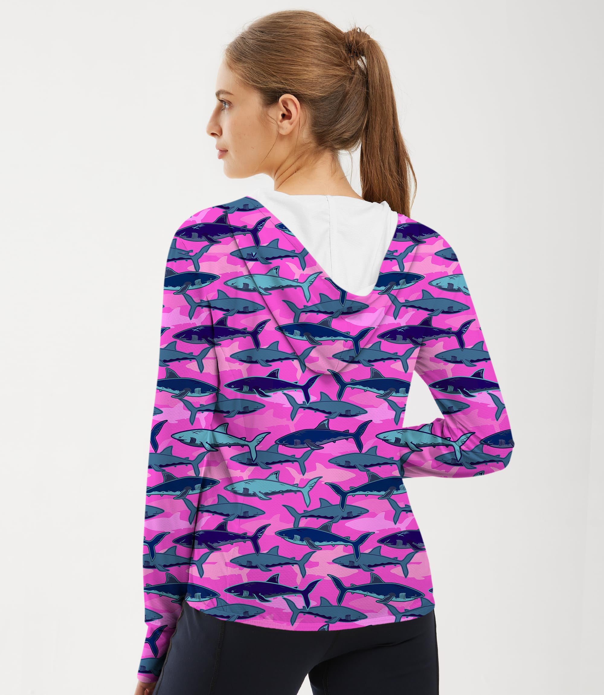 Women's Outdoor Electric Sharks Pink Golf Sun Protection Slim Fit zip