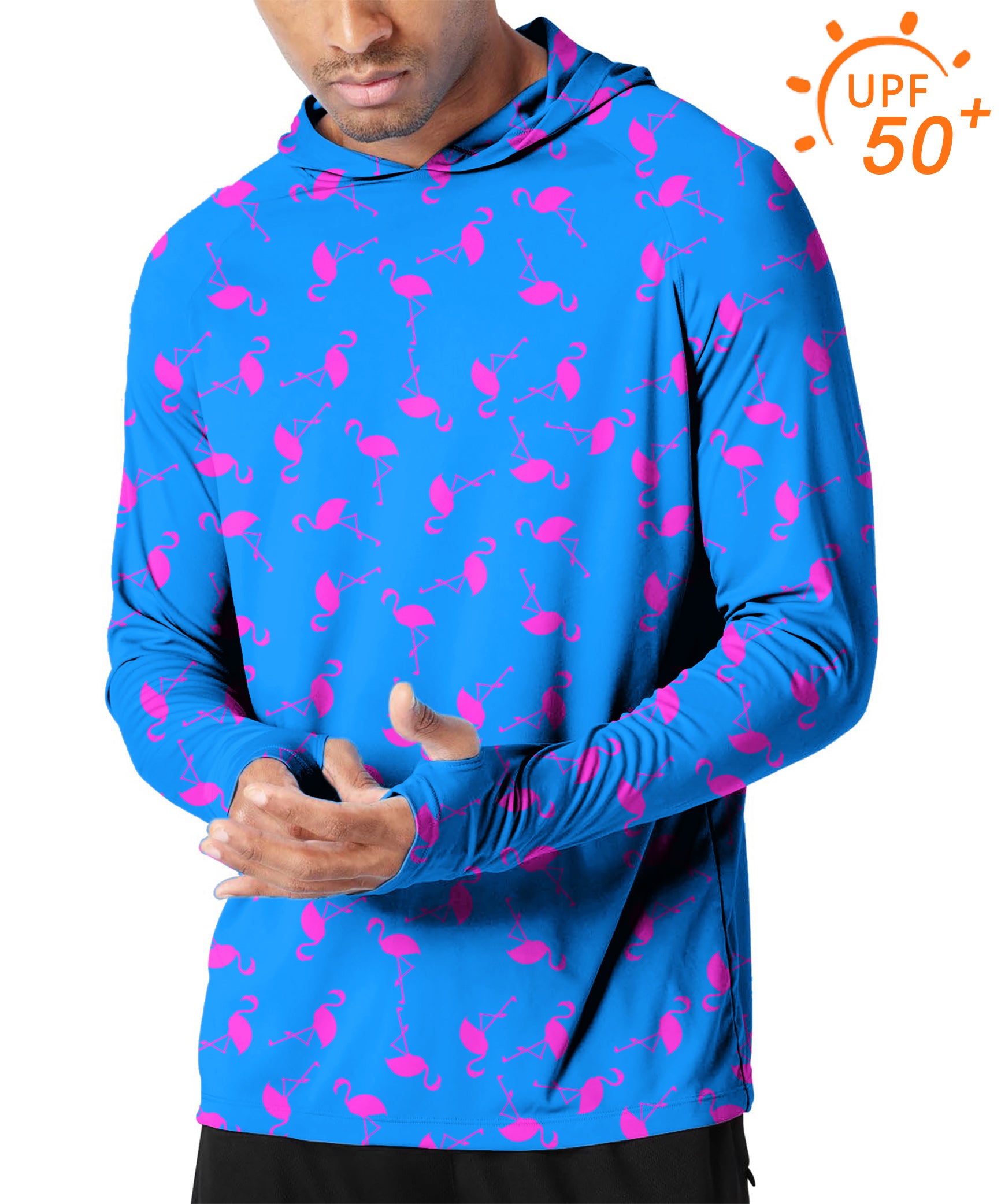 Men's Outdoor Blue flamingo Golf Sun Protection Slim Fit hoodies