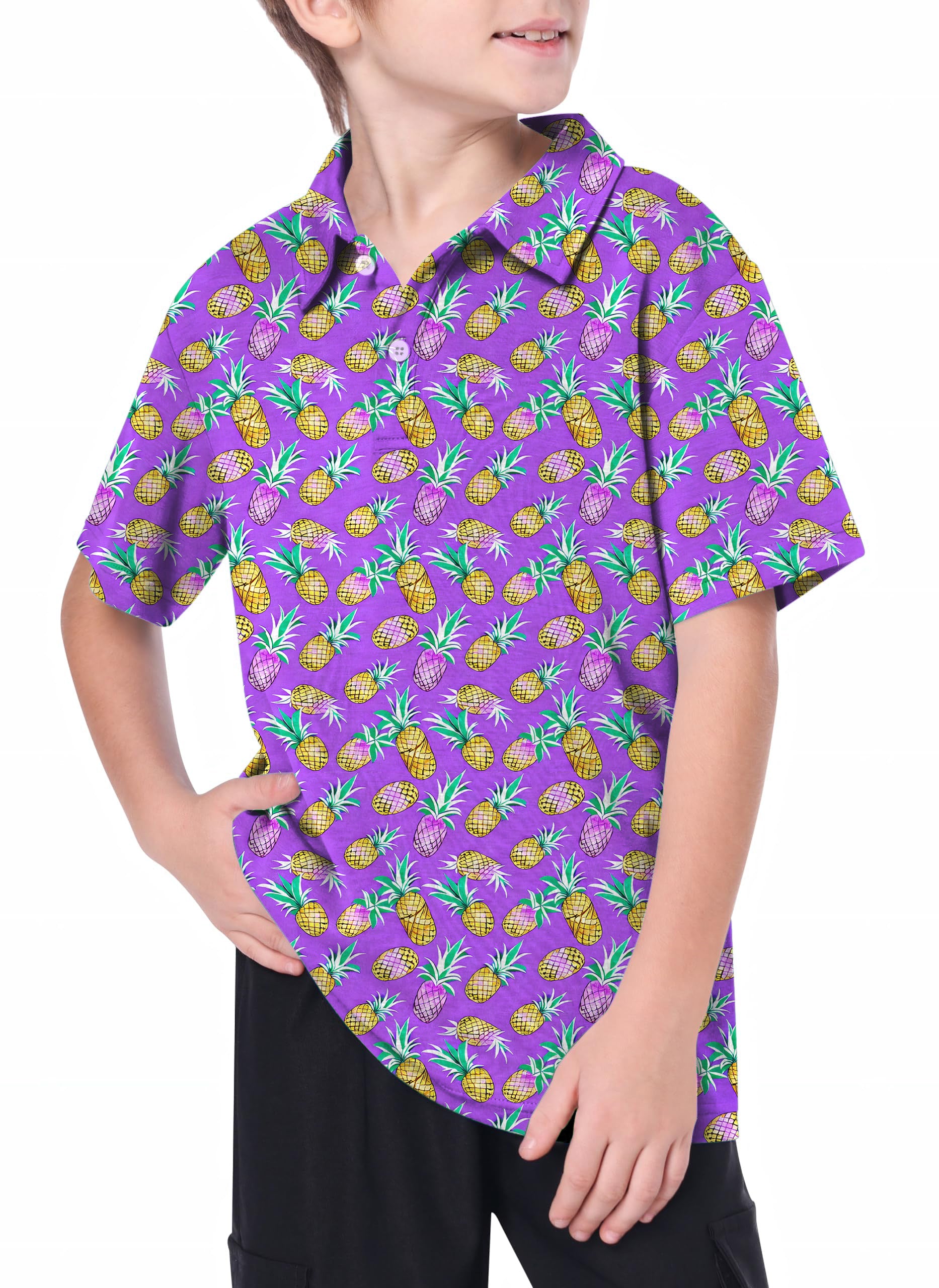 Youth Purple Pineapple Golf Polo