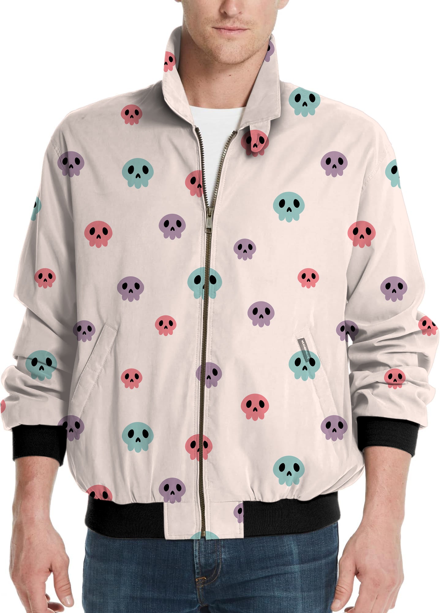 Colorful Halloween Skull Men's Golf Windbreaker Light Jacket