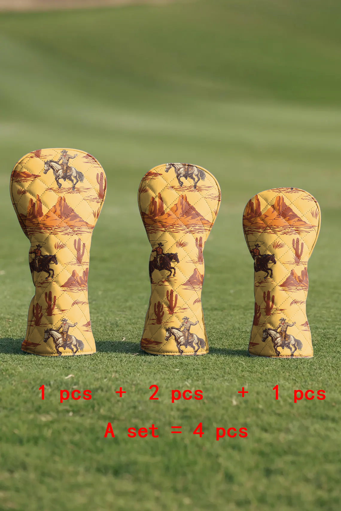 west cowboy Quilting Golf Cover Set Digital Printing Sewing The Perfect Gift For Your Favorite Team 4 Pcs Set