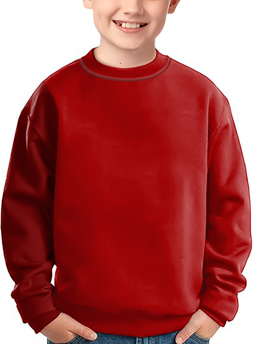 Kid wearing pure festive Crewneck red pullover sweater