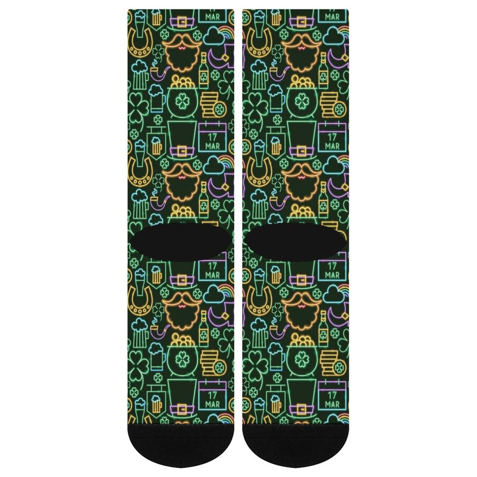 Neon Saint Pattys Party Prined socks Gifts for Men Women