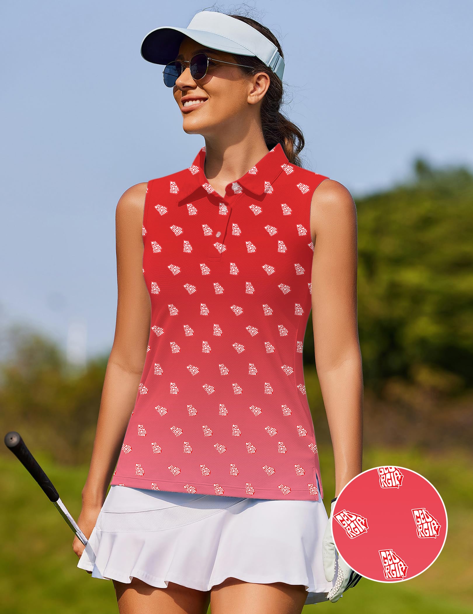 Red Georgia Women's golf Sleeveless shirt