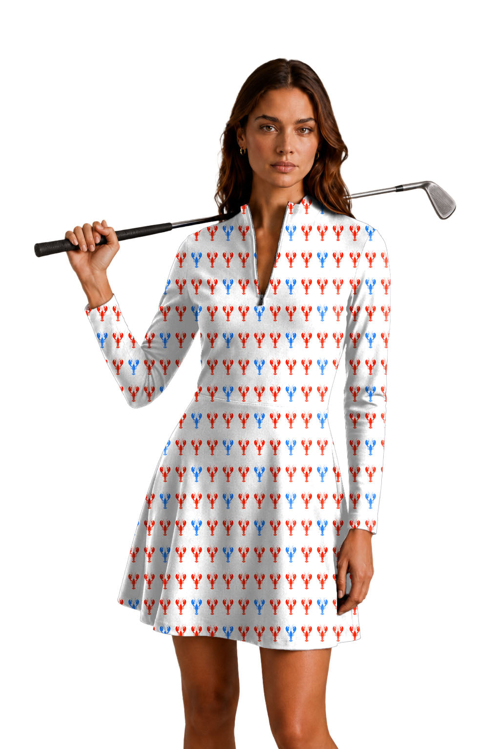 LOBSTERS Women's Golf Long Sleeve Zipper Dresses Comes with separate matching shorts