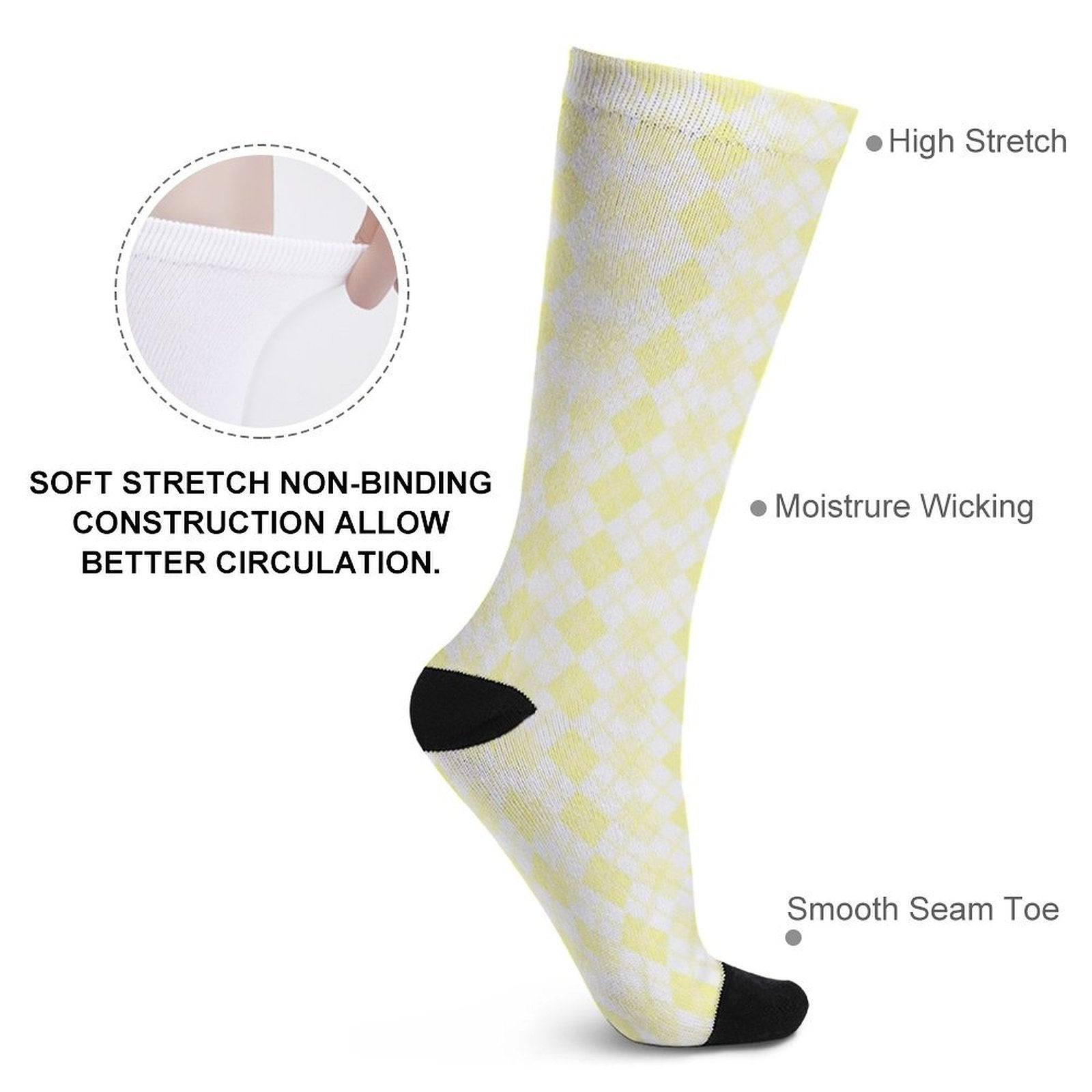 Argyle yellow grid Prined socks Gifts for Men Women