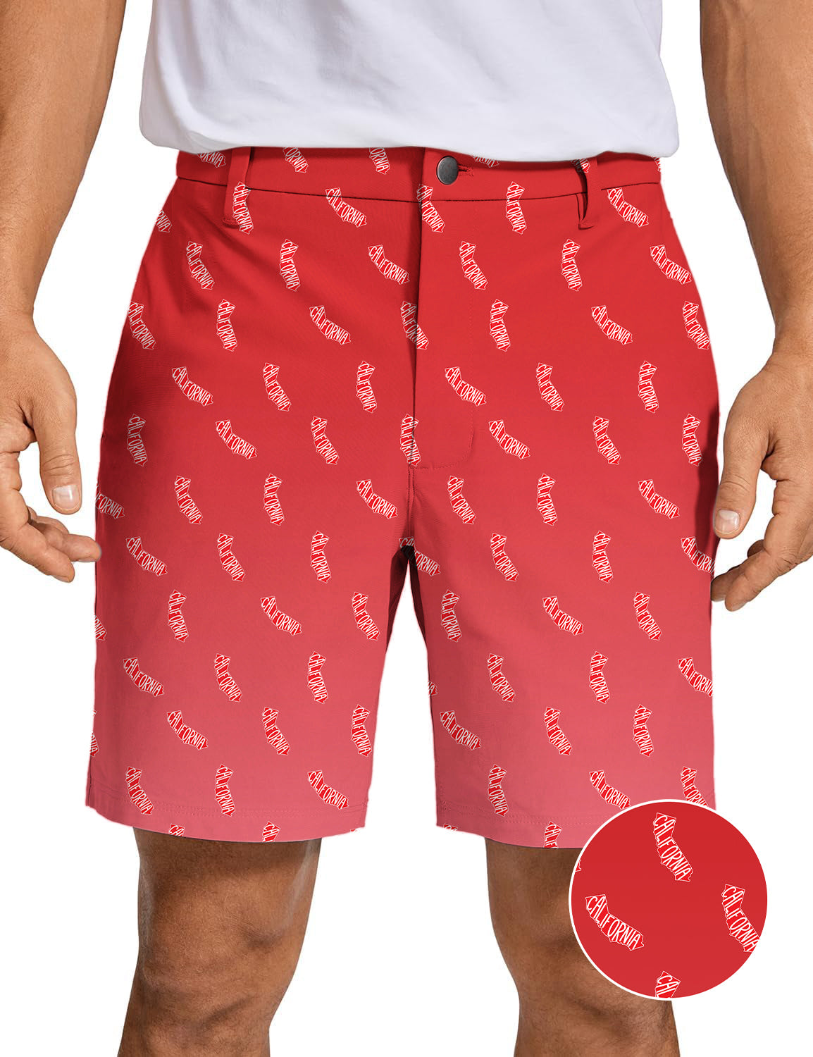 Men's Red California Golf Shorts