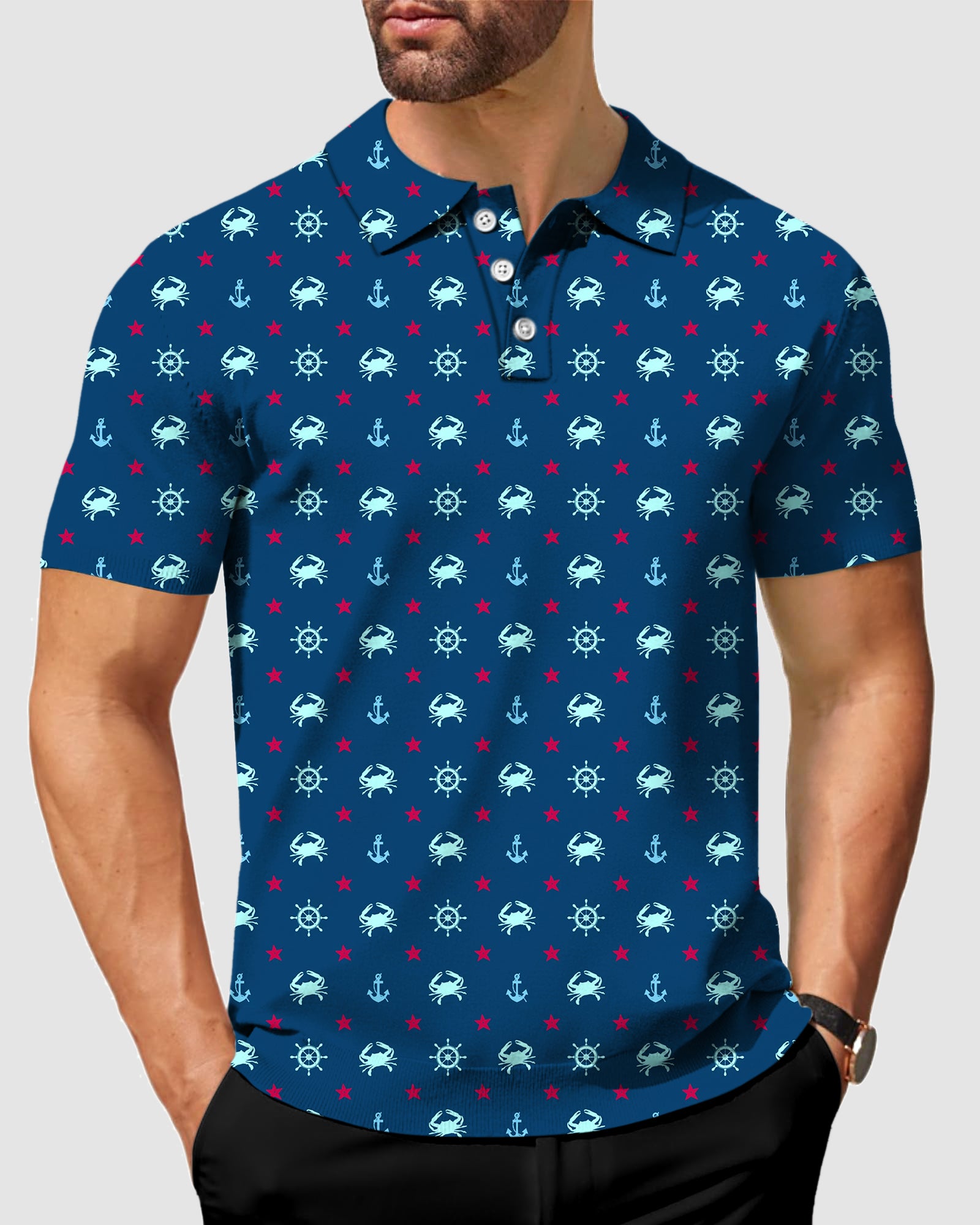 Men's Crabs and Stars golf polo