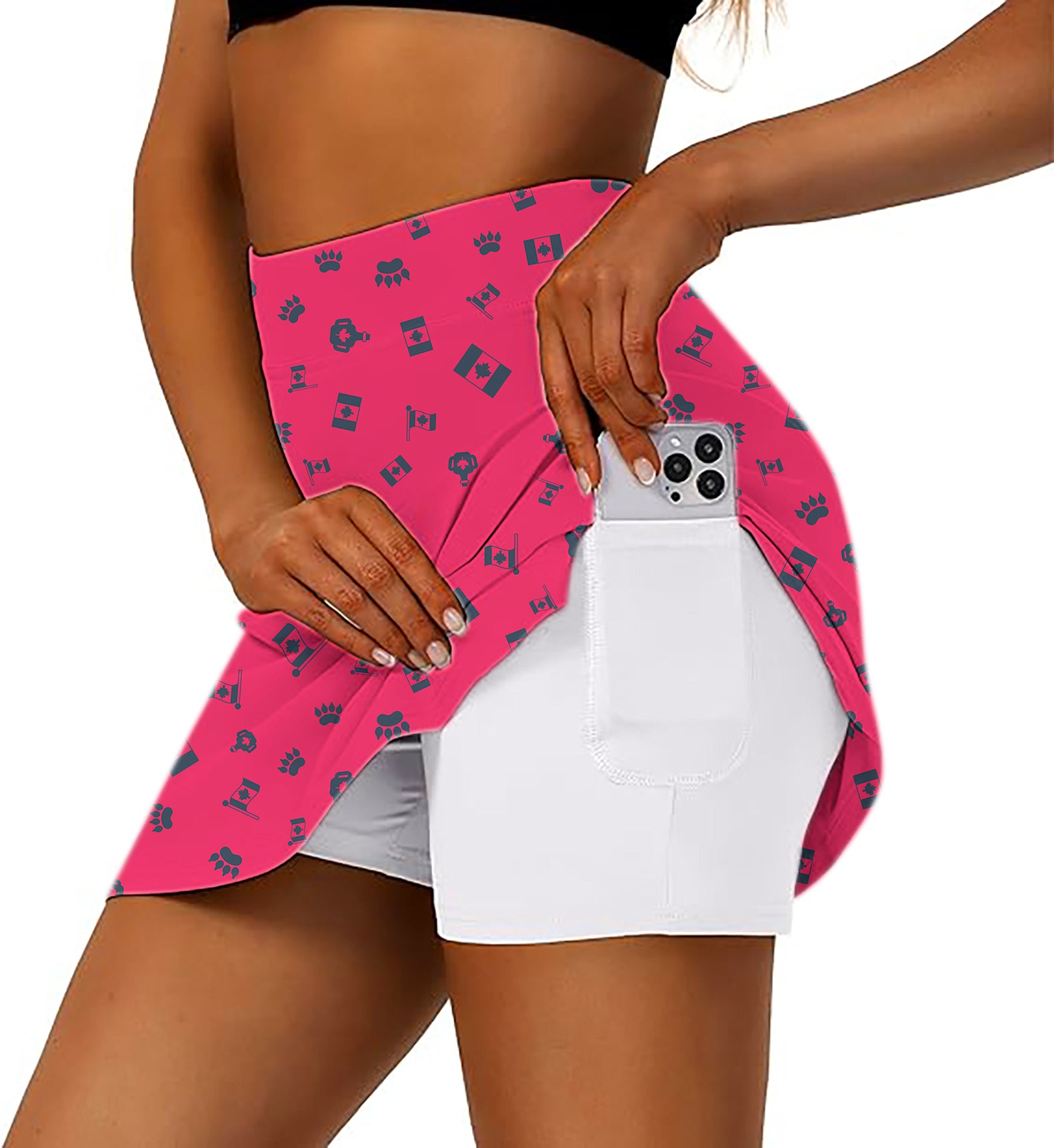 Canadian Flag Paw Women's Athletic Golf Skorts Flared Skirts