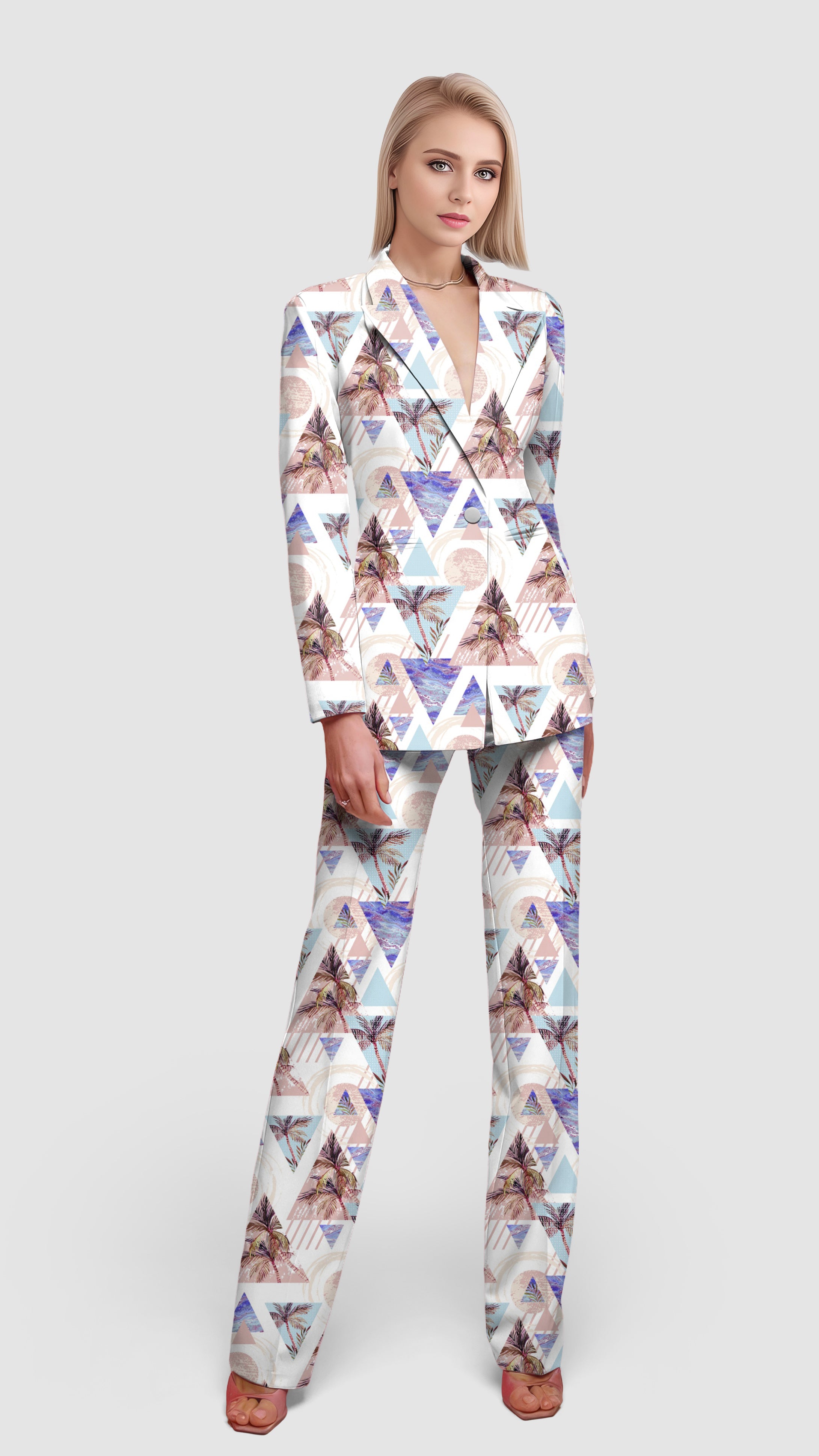 Cali Palm tree-Women's Blazer Casual Work Office Blazer Suit set