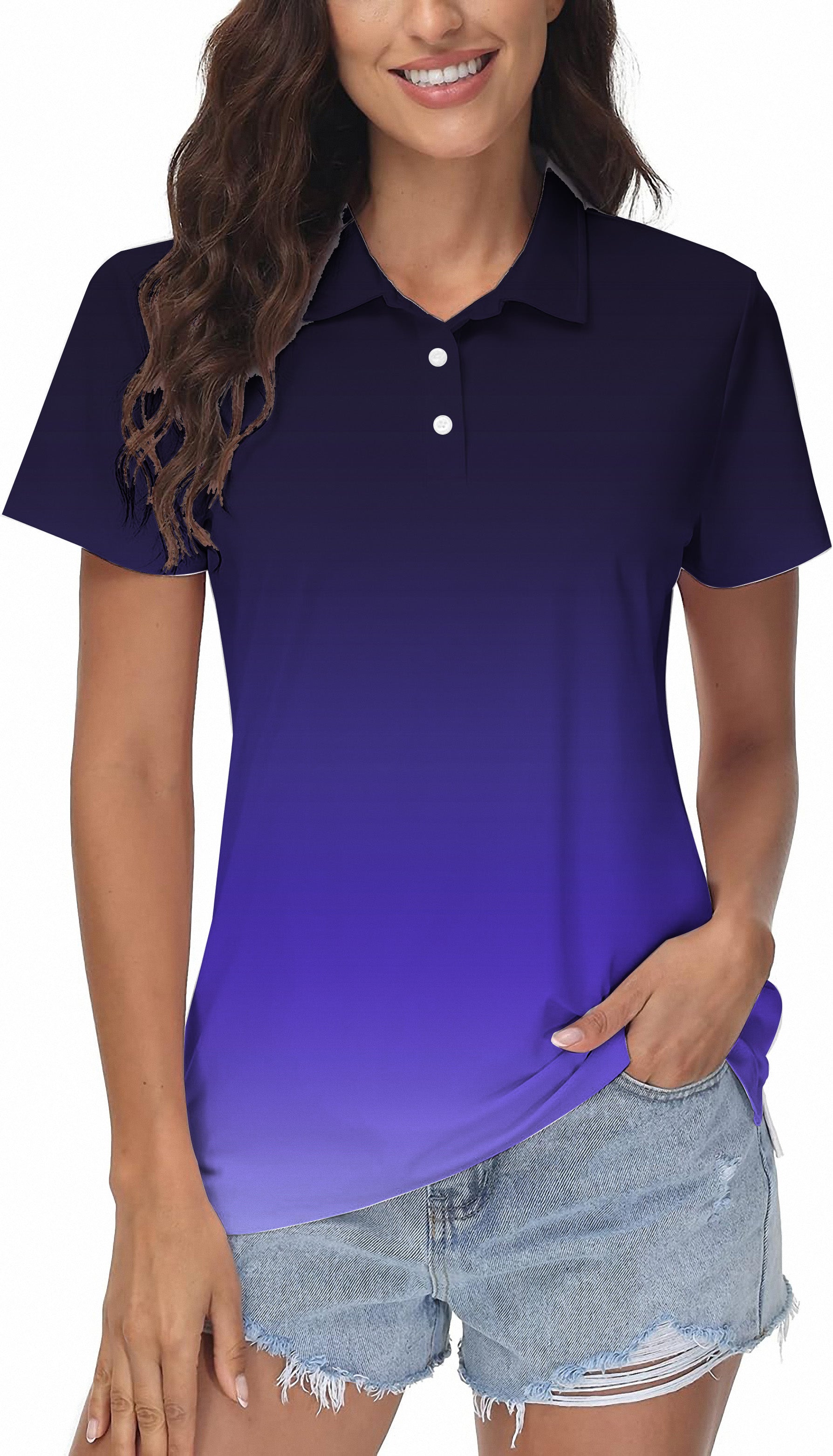 Black Purple Gradient Women's Golf Polo