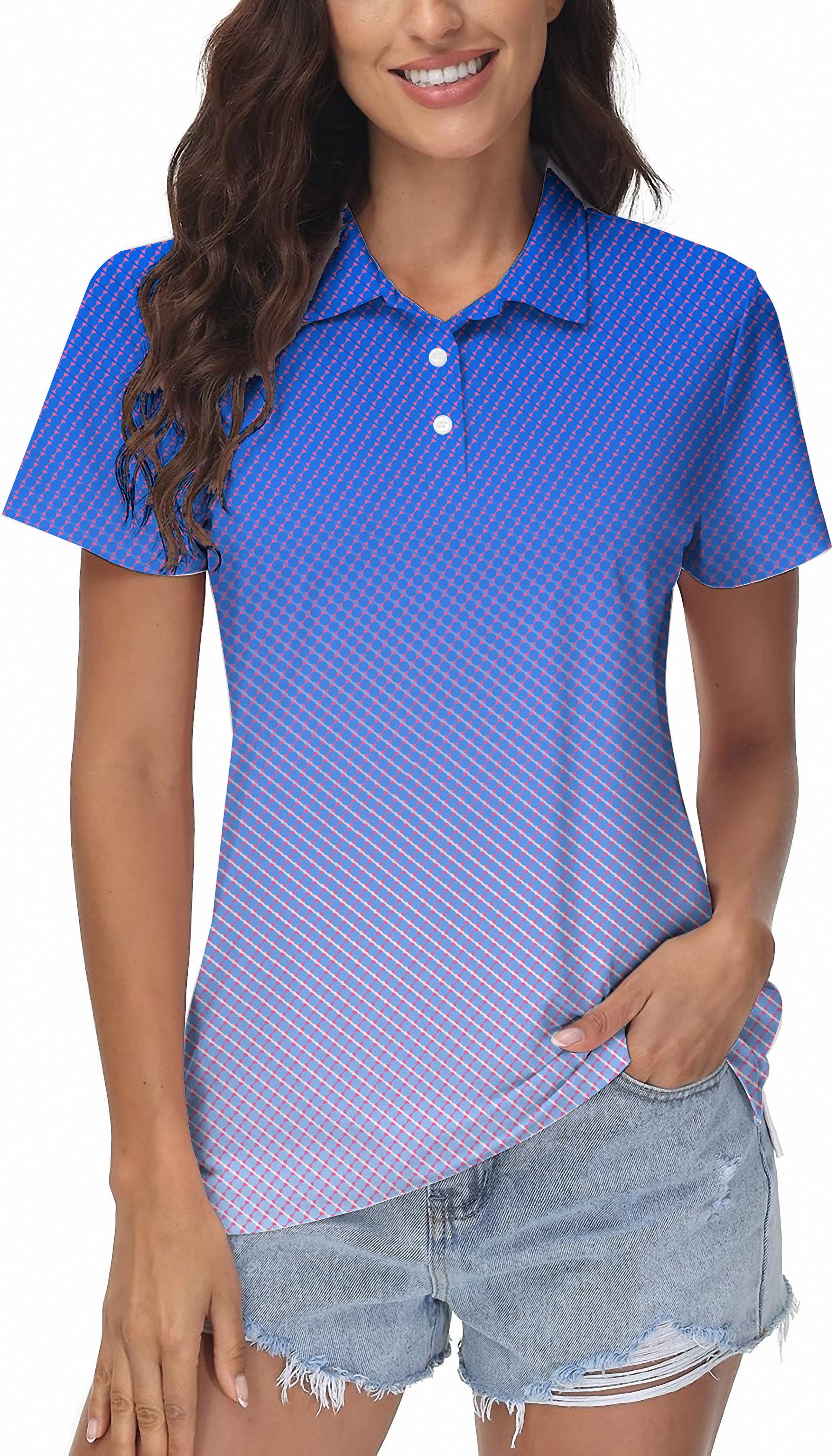 Blue Gradient Women's Golf Polo