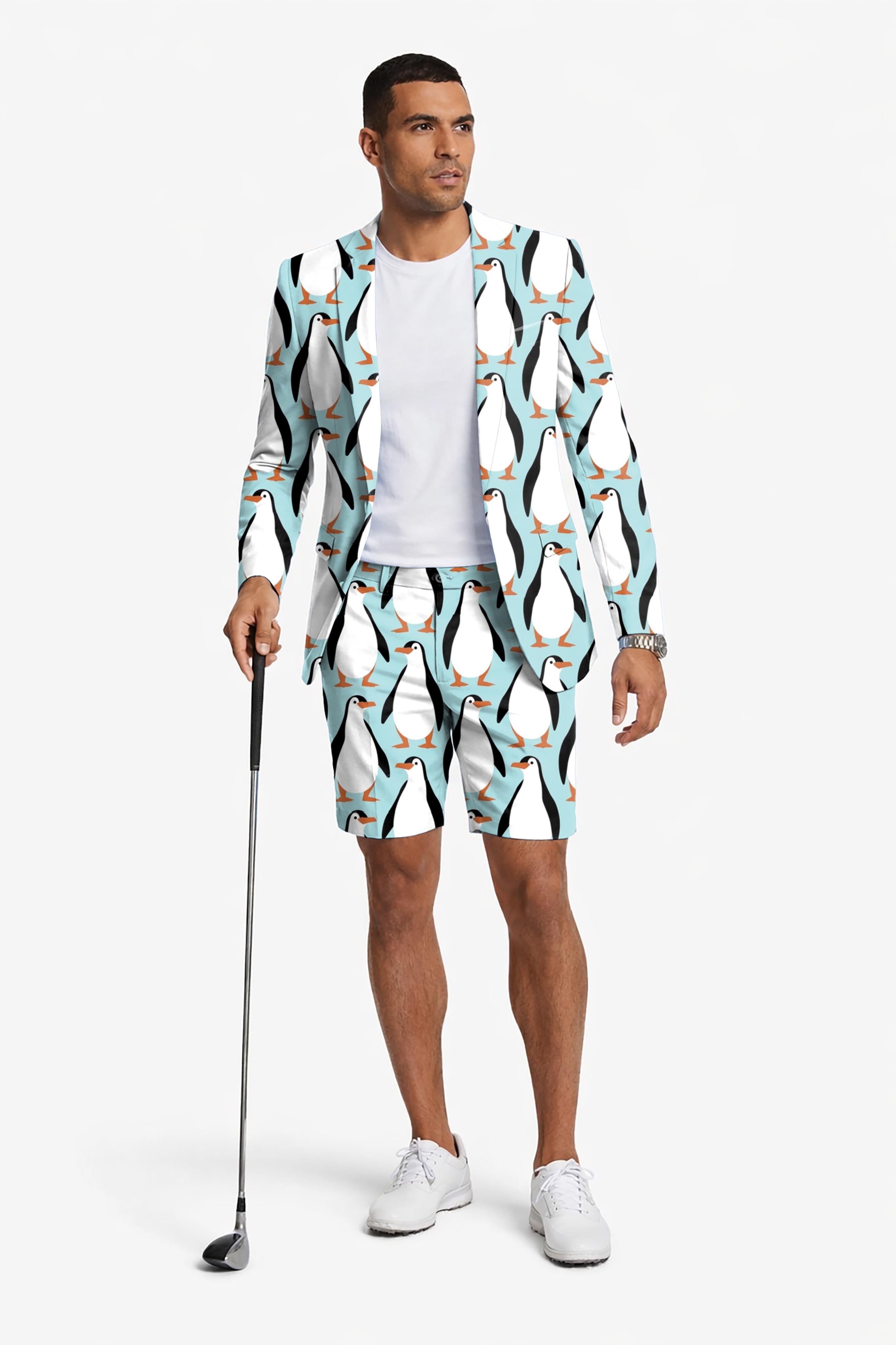 Penguin Men's Party Costumes-Theme Party 2pcs Suit set-Blazer Shorts