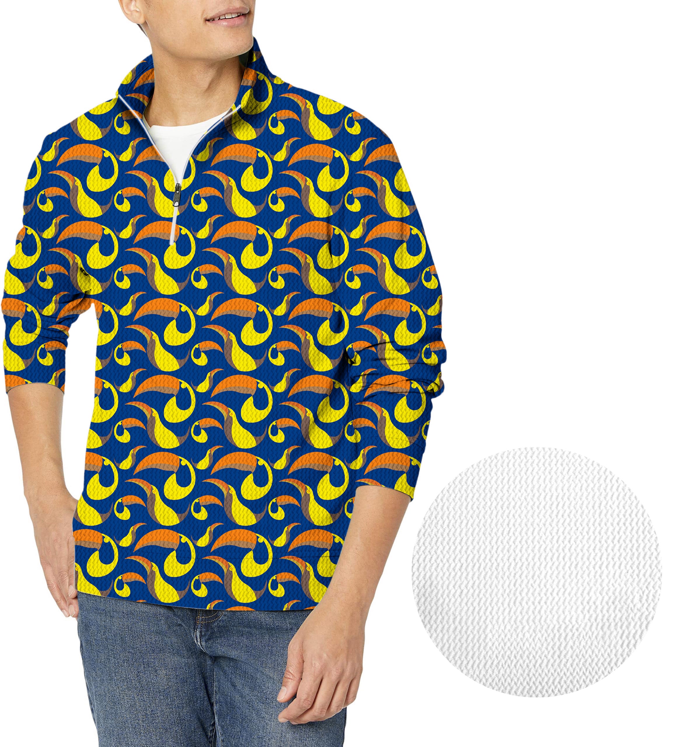 toucan Men's Golf Waffle Zipper Pullover