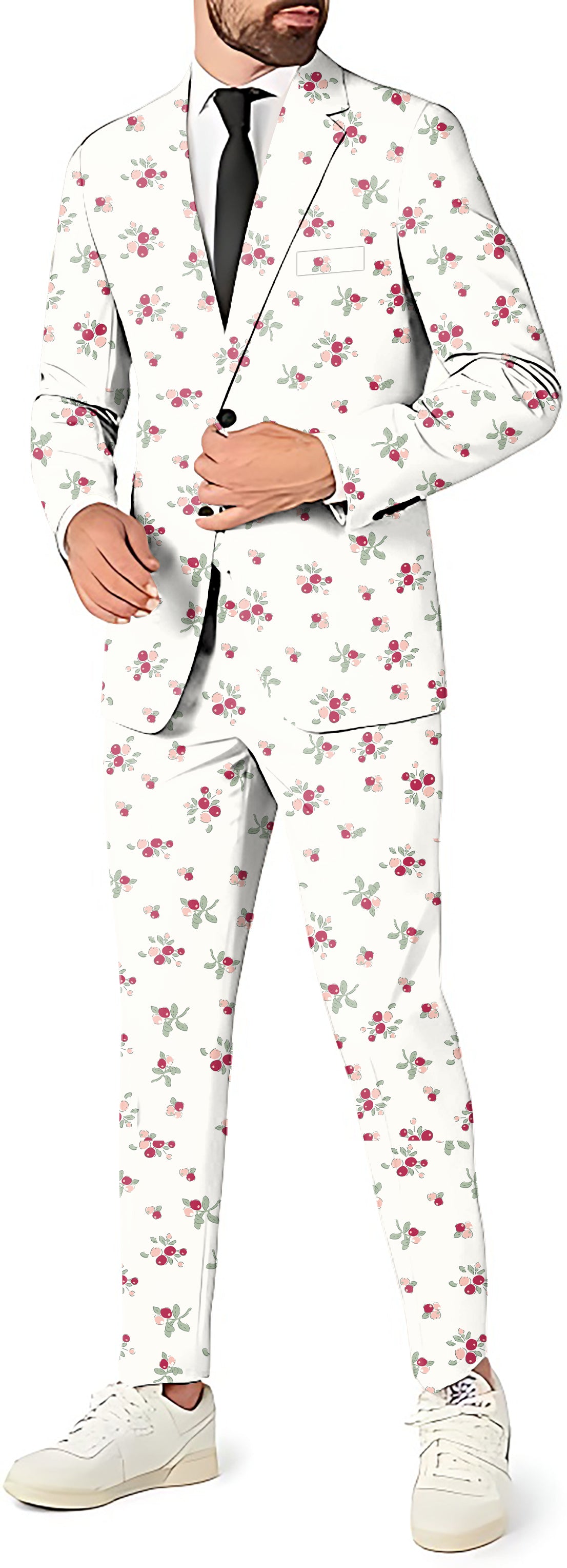 Christmas holly berries Men's Party Costumes-Theme Party 2 or 3pcs Suit set-Blazer Pants & Vest