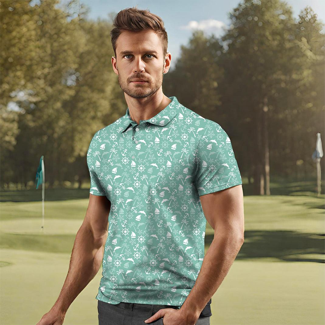 Men's ship's anchor golf polo