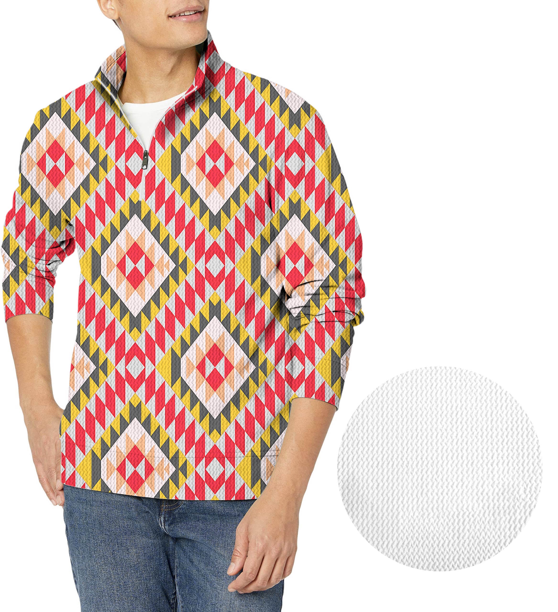 Eco Friendly Bold Vibrations-Men's Golf Waffle Zipper Pullover