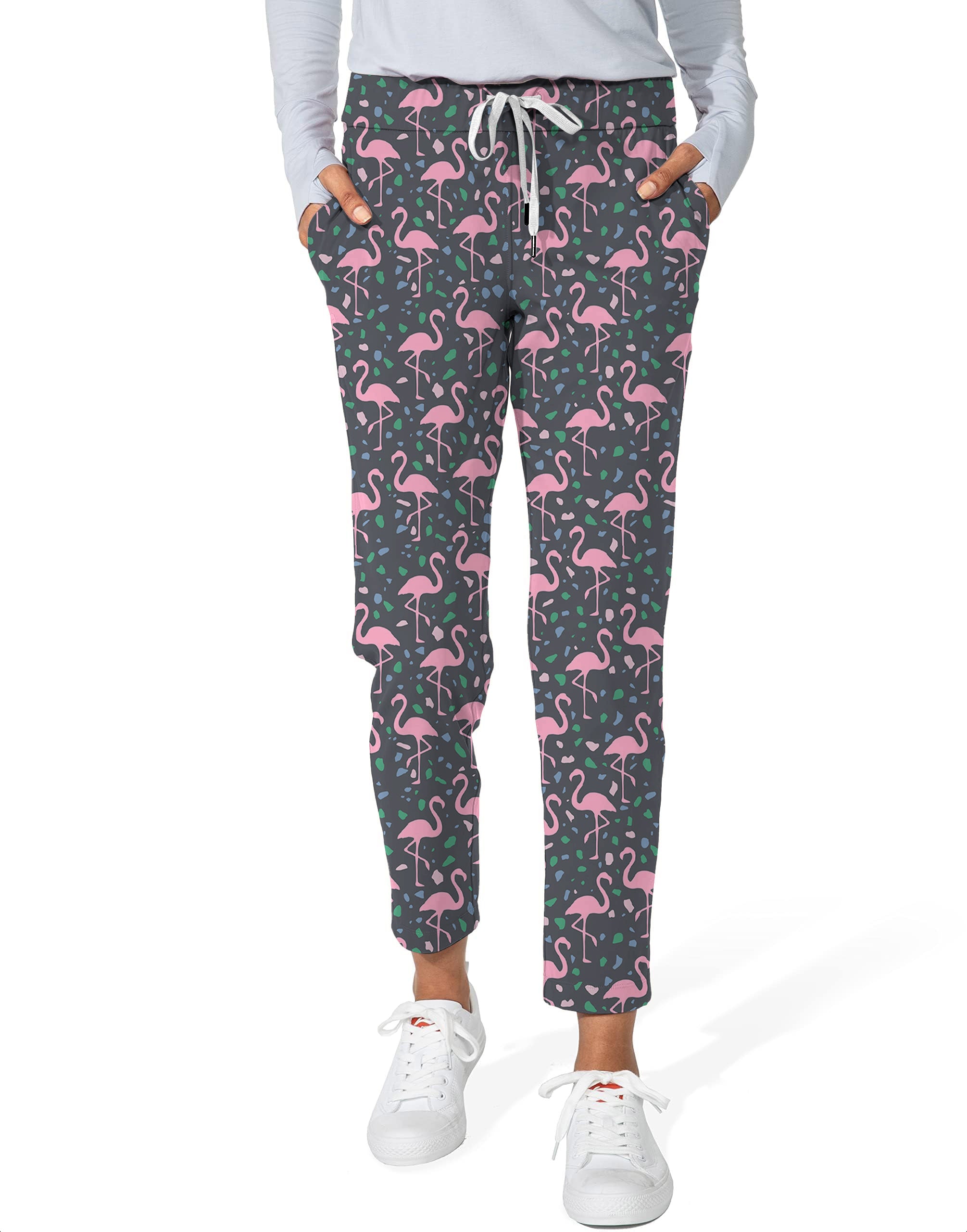 Terrazzo Flamingo-Women's 7/8 Stretch Ankle Golf Pants