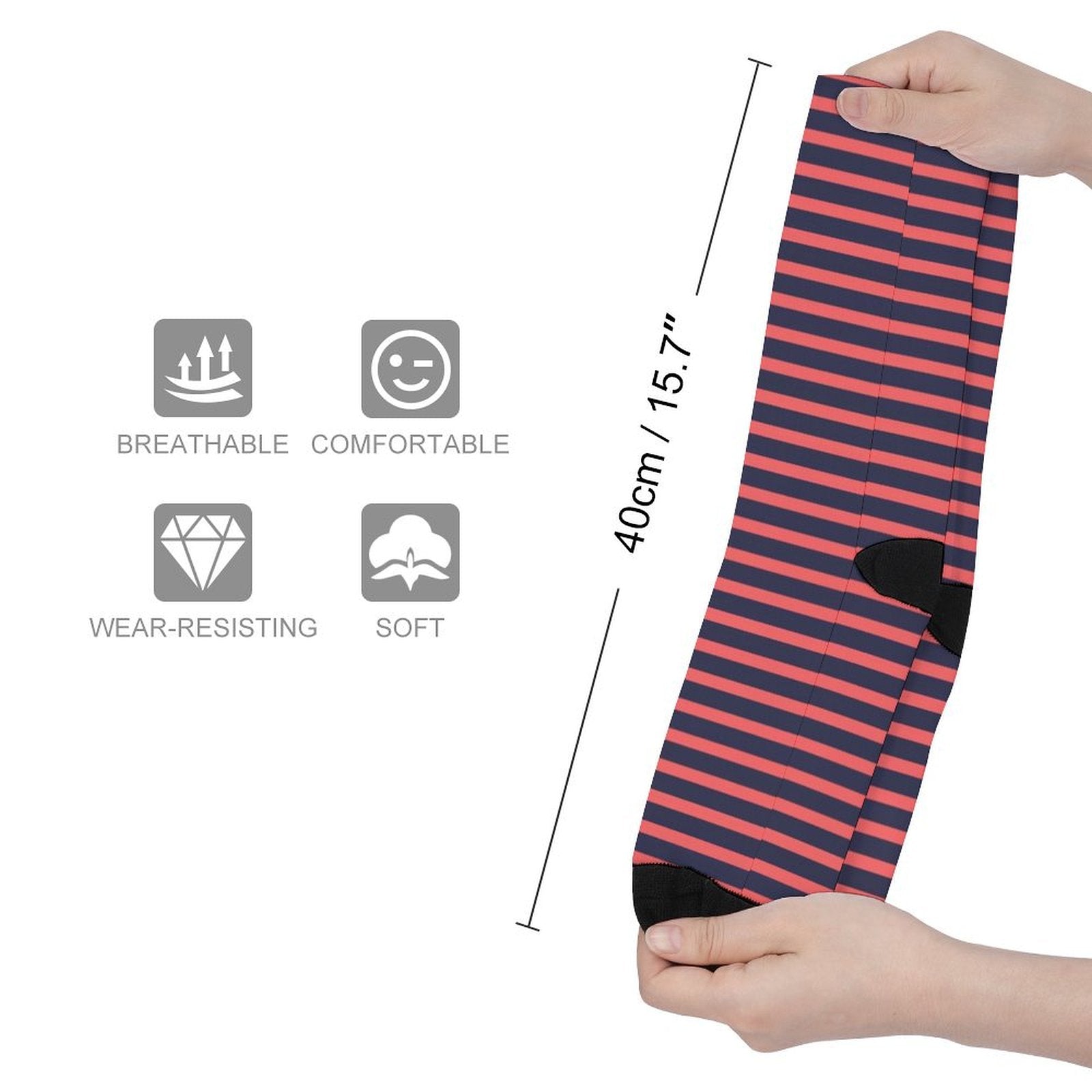 Navy Red Stripes Prined socks Gifts for Men Women