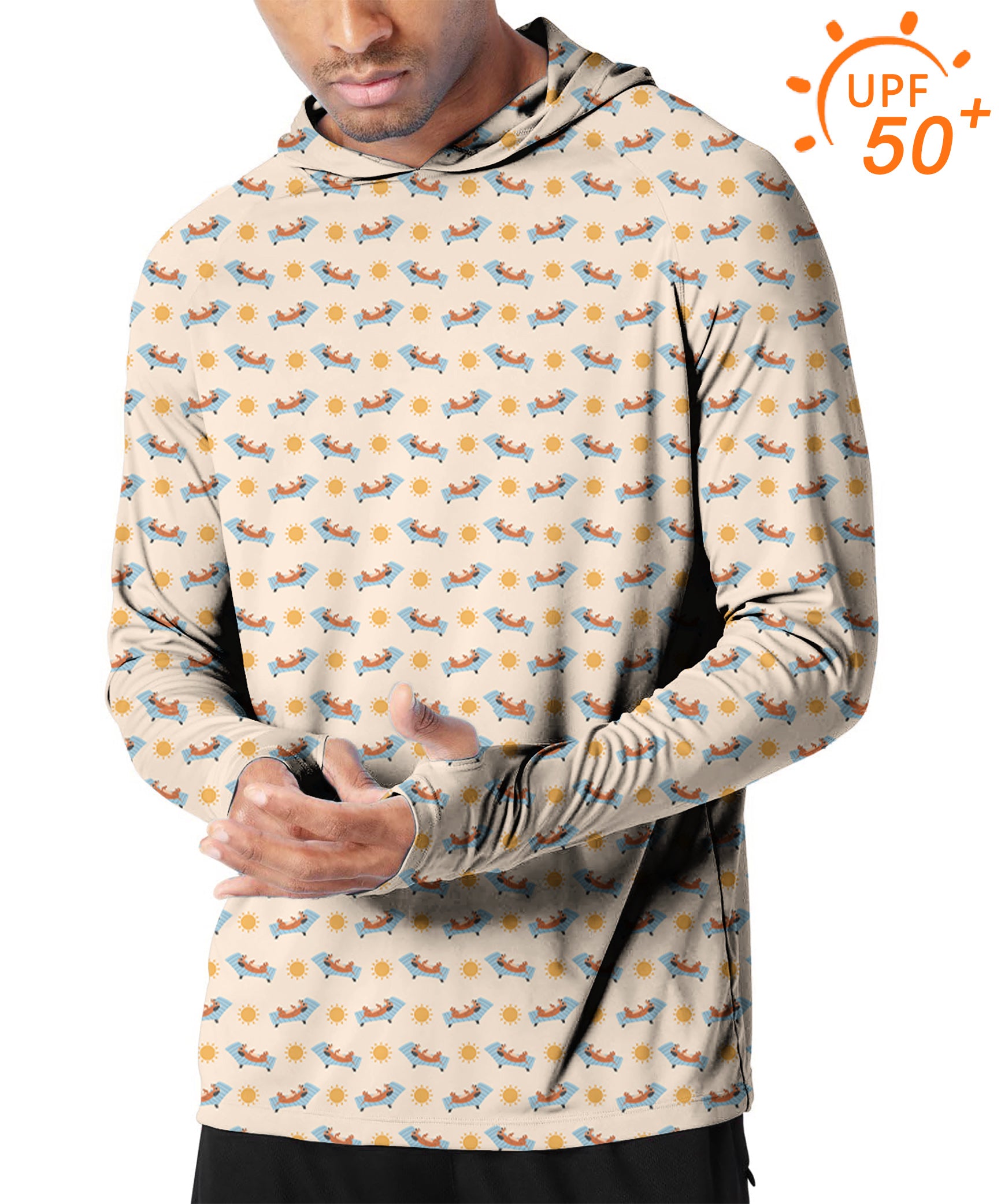 Men's Outdoor Dachshund Sunbathing Golf Sun Protection Slim Fit hoodies