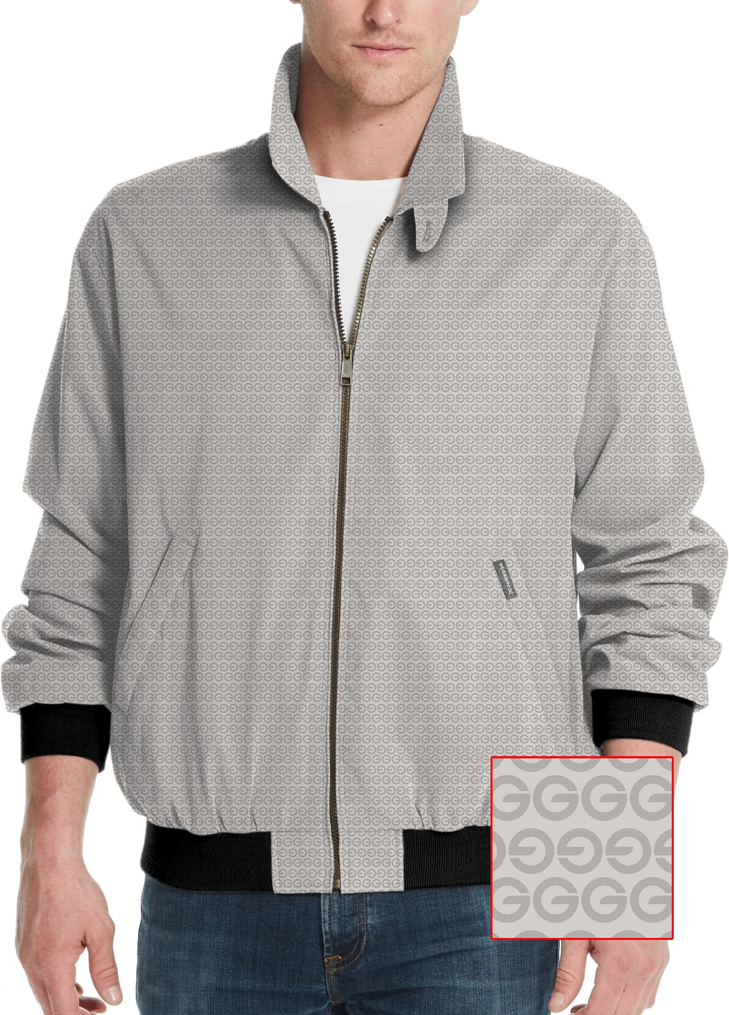Beige G Men's golf windbreaker light jacket with custom logo and team name options