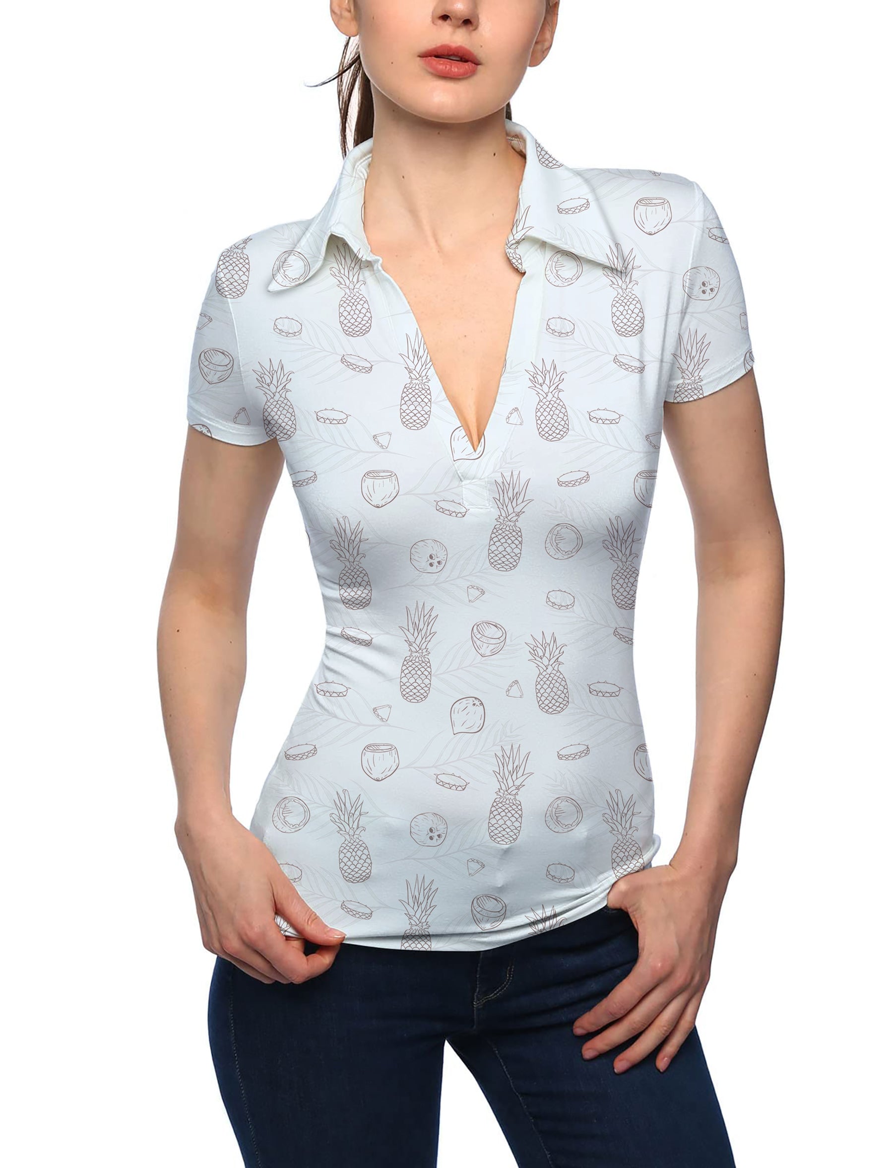 Women's Pina Colada V Neck Golf Polo