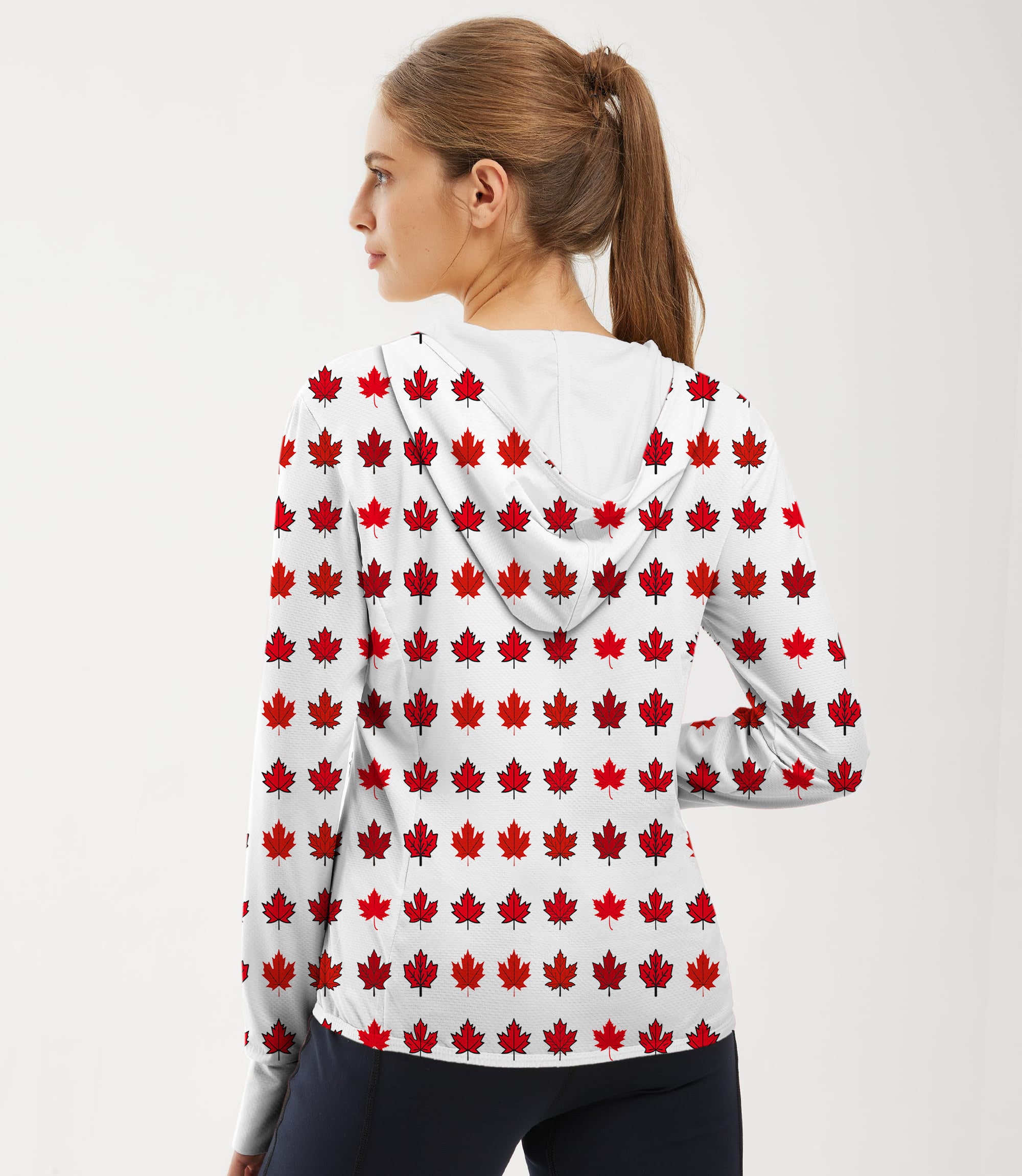 Women's Outdoor Canada Red Maple Leaves Golf Sun Protection Slim Fit zip hoodies