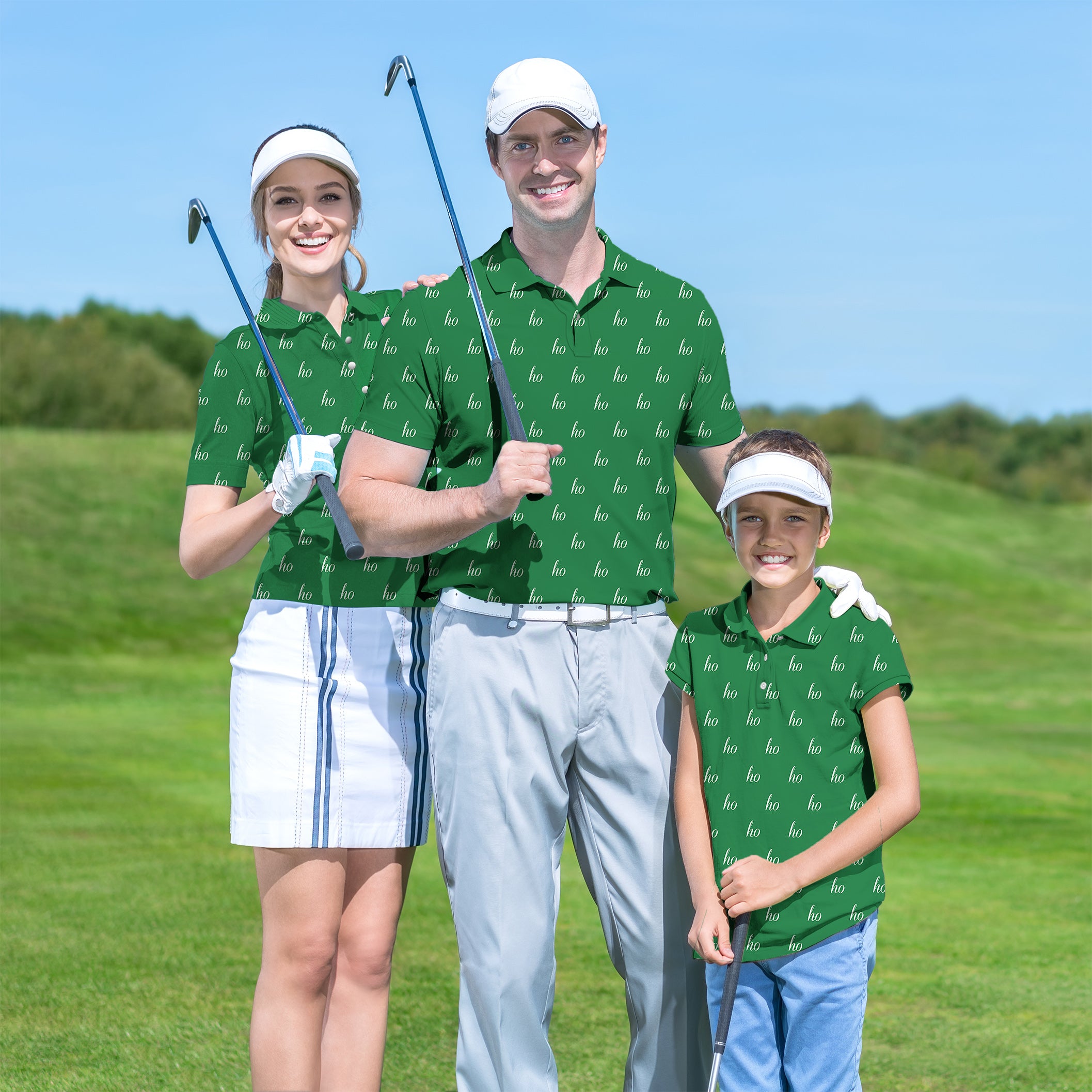 Family Green Custom Name Christmas set Golf Championship Trophy tournament