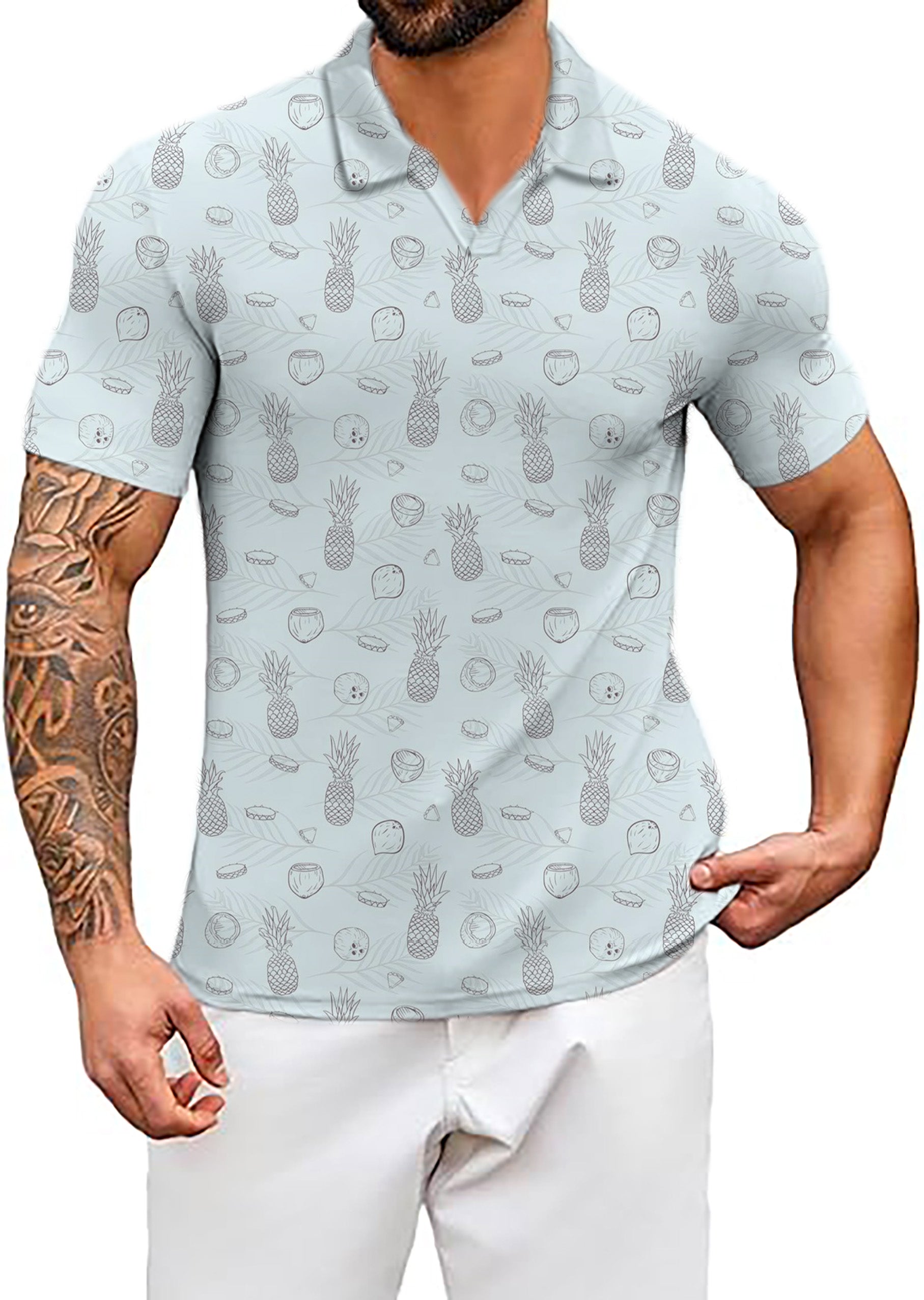 Men's Pina Coloda V Neck Golf Polo Shirts