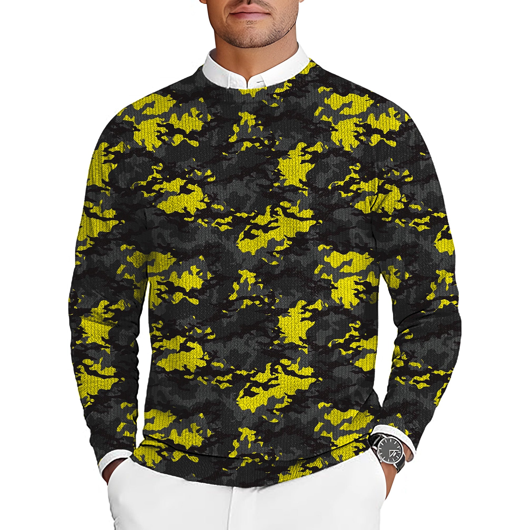 Camouflage Men's Golf Crewneck Pullover Sweaters Ugly Sweater