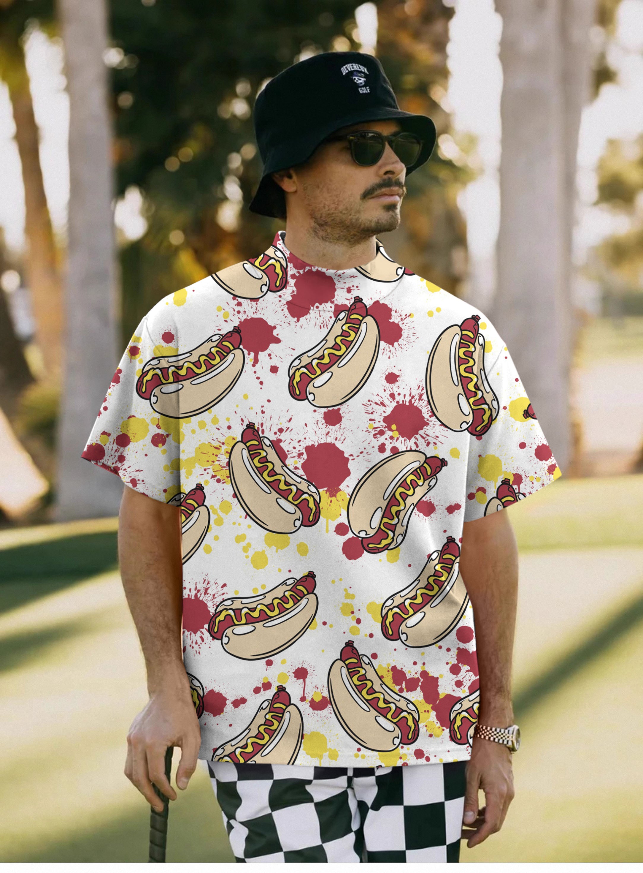 Men's Hot Dog Pullover High neck Long/Short sleeve T-Shirt