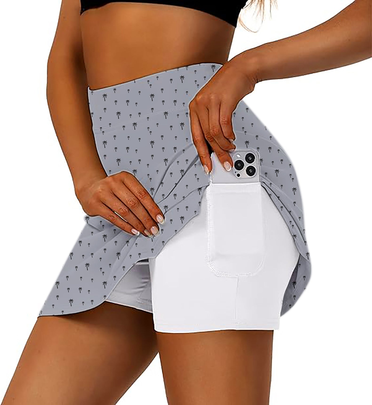 Women's Coconut Palm Custom The Background Color Golf Skirts Inner Shorts Pocket