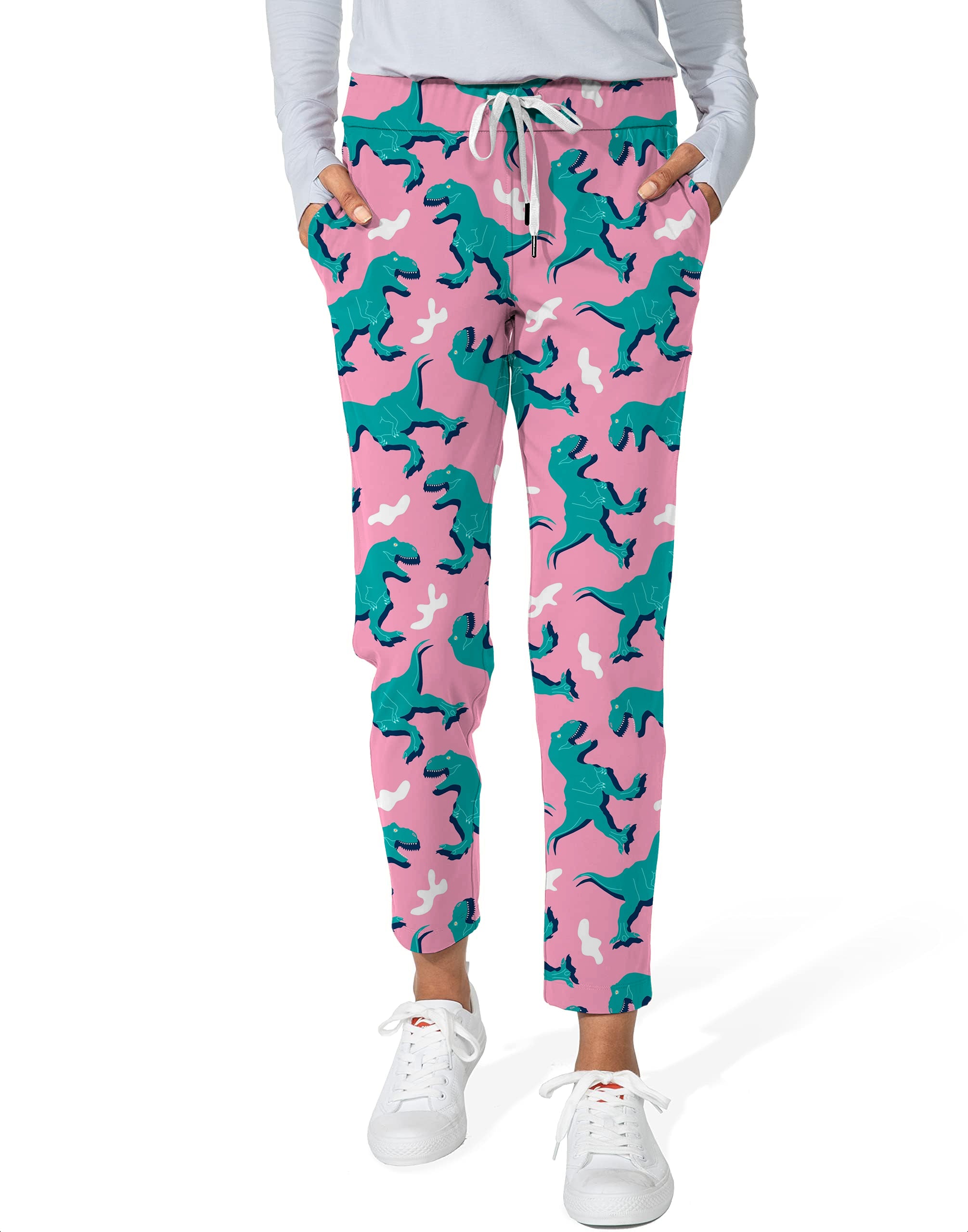 Green Dinosaur-Women's 7/8 Stretch Ankle Golf Pants