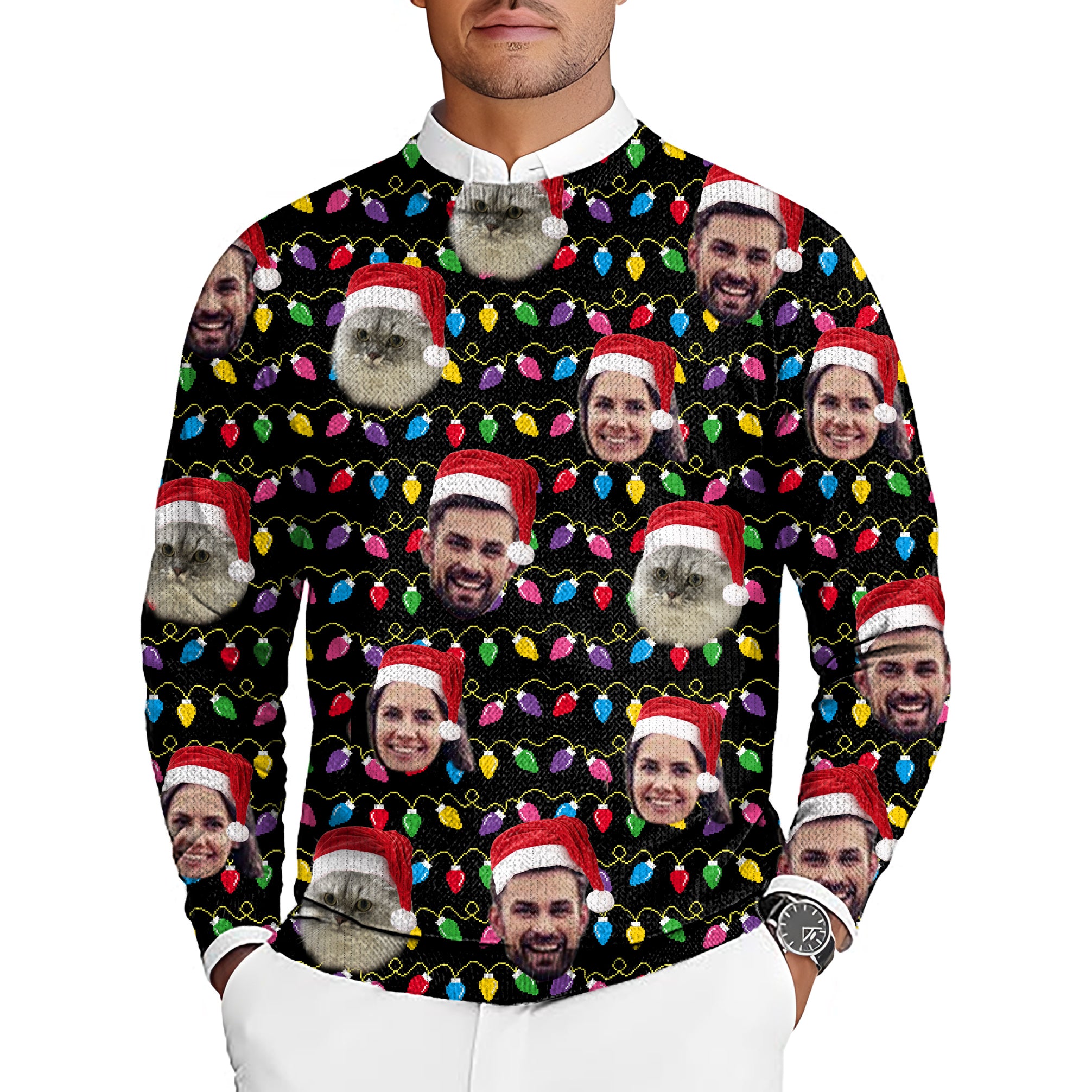 Custom face-Christmas Custom face Men's Golf Crewneck Pullover Sweaters Ugly Sweater