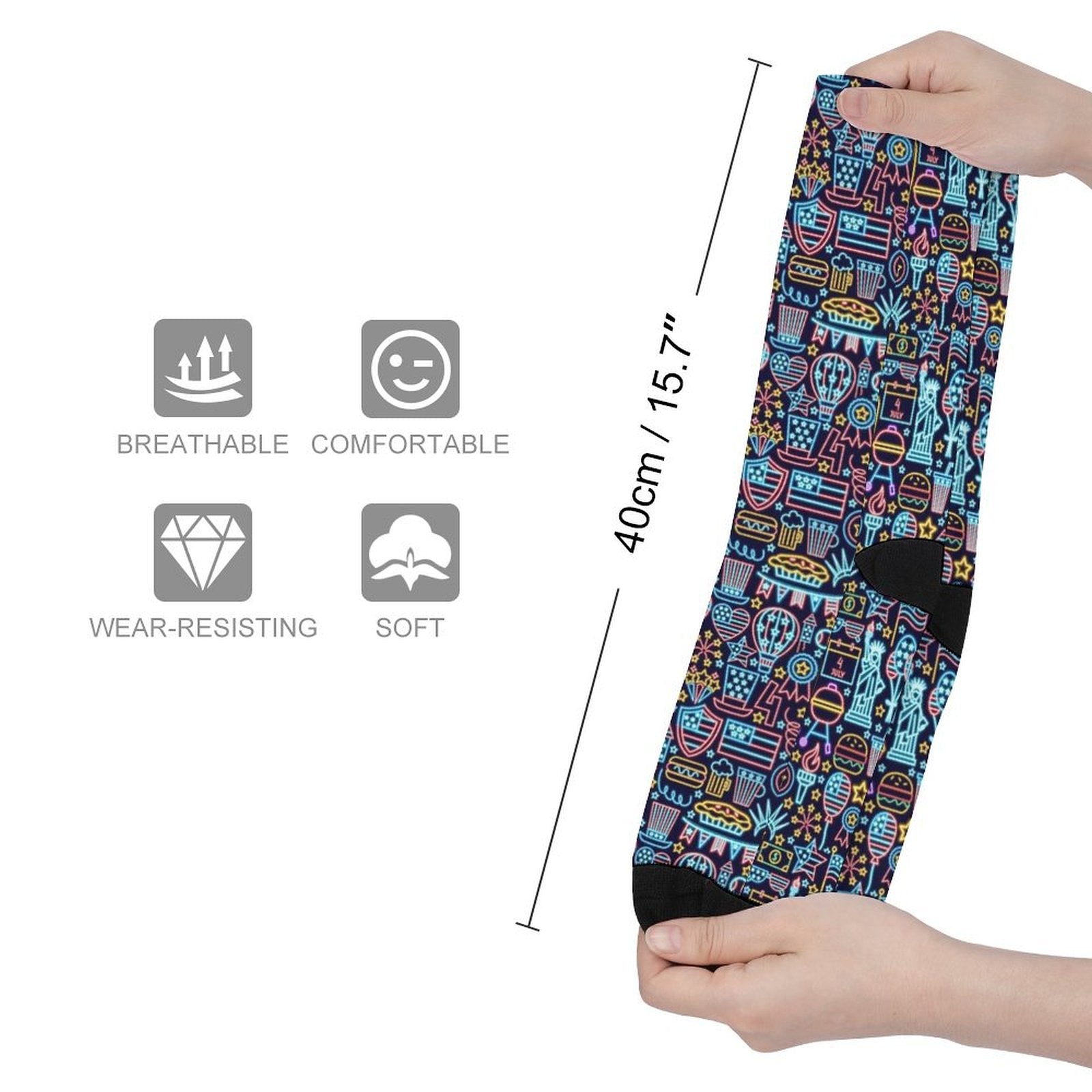 Neon American Prined socks Gifts for Men Women