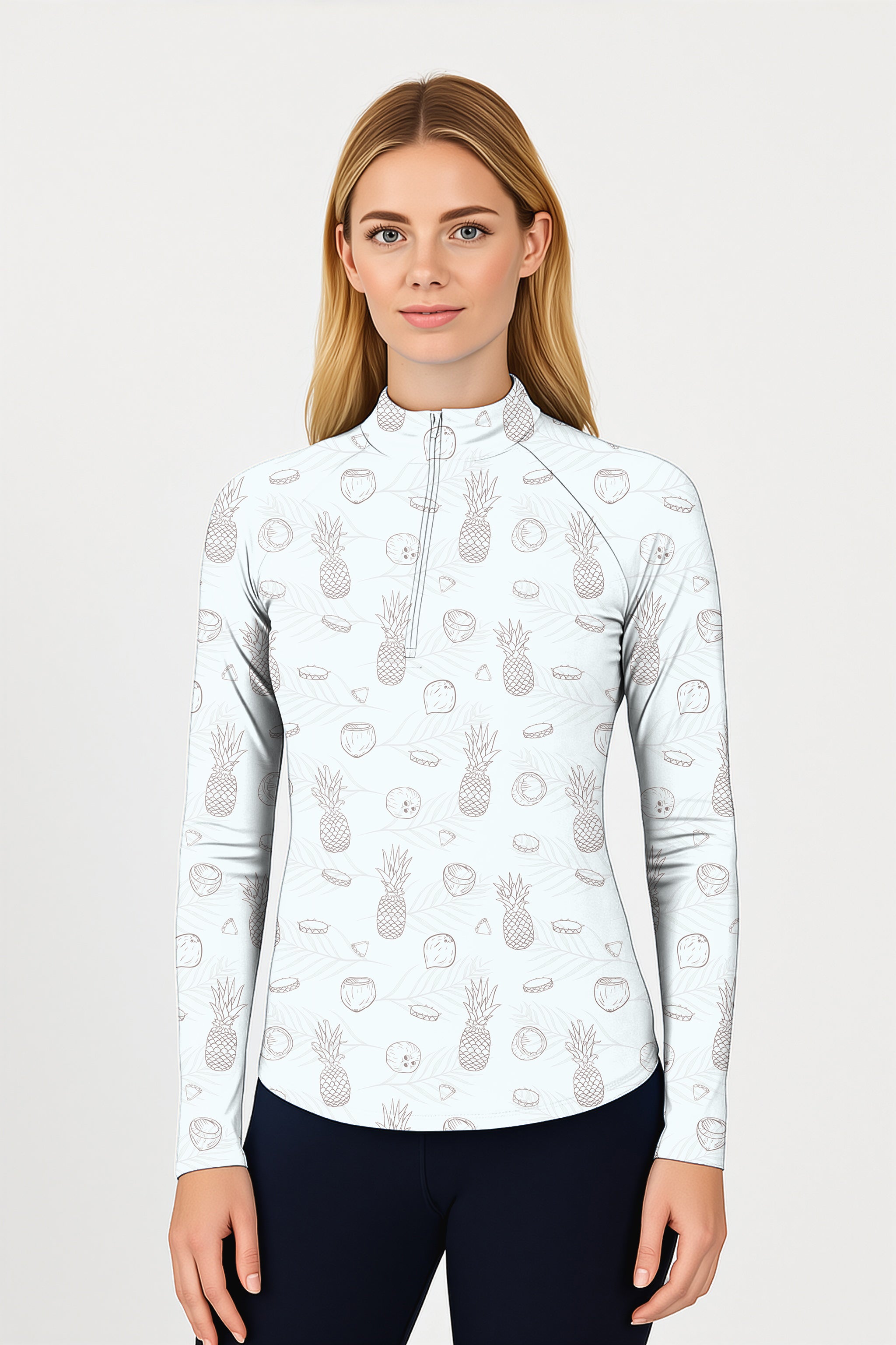 Pina Colada Women's Golf Active 3/4 Zipper Top Long Sleeves