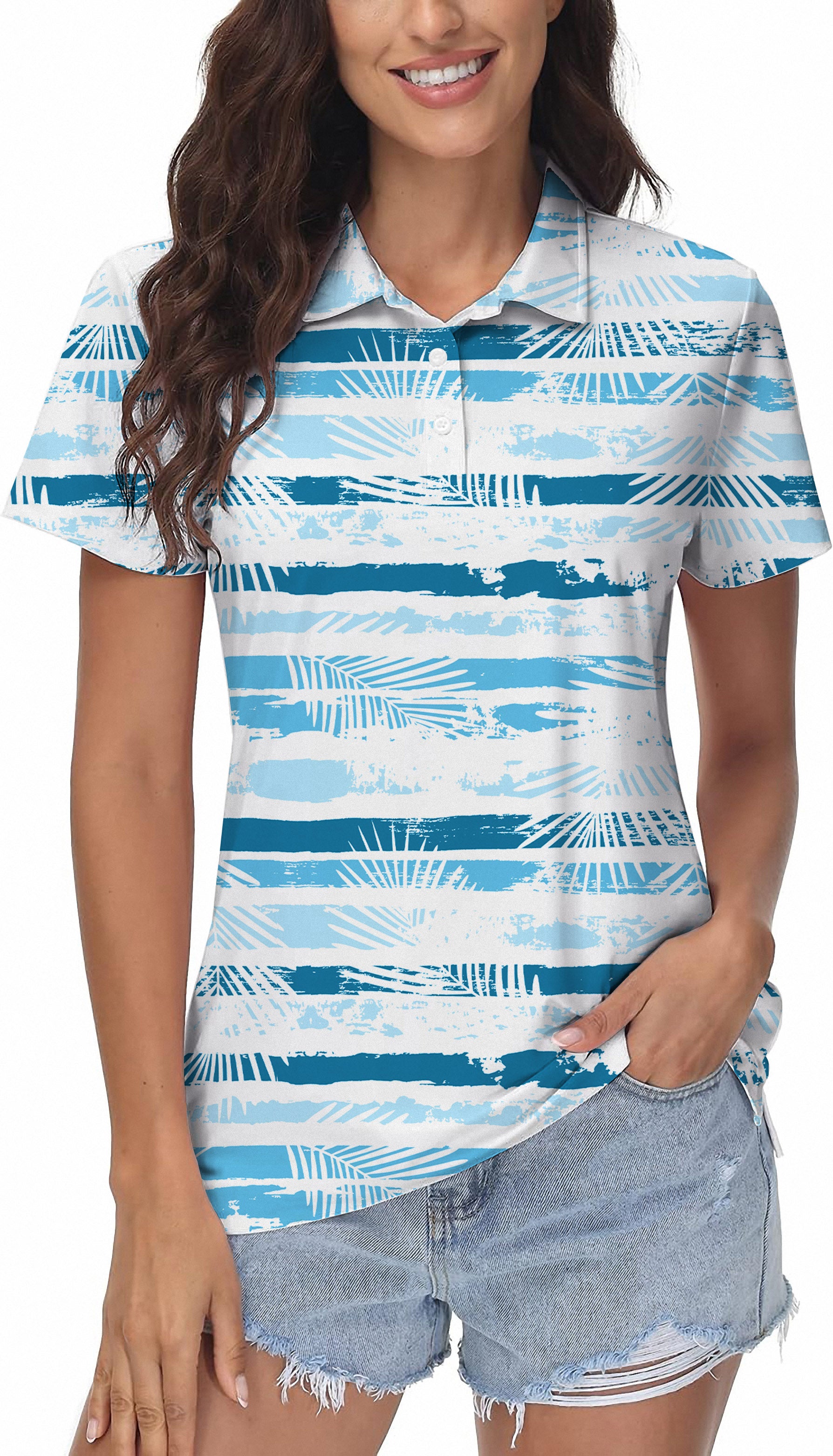 Tropical Blues Women's Golf Polo