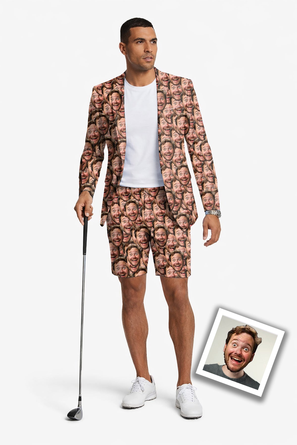 Custom Photo All Funny Faces Men's Party Costumes-Theme Party 2pcs Suit set-Blazer Shorts