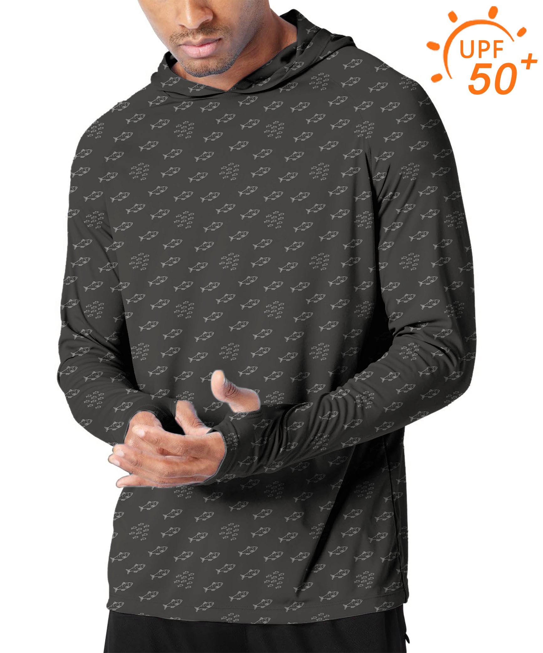 Men's Outdoor Minimal Fish Sketch Golf Sun Protection Loose Fit hoodies