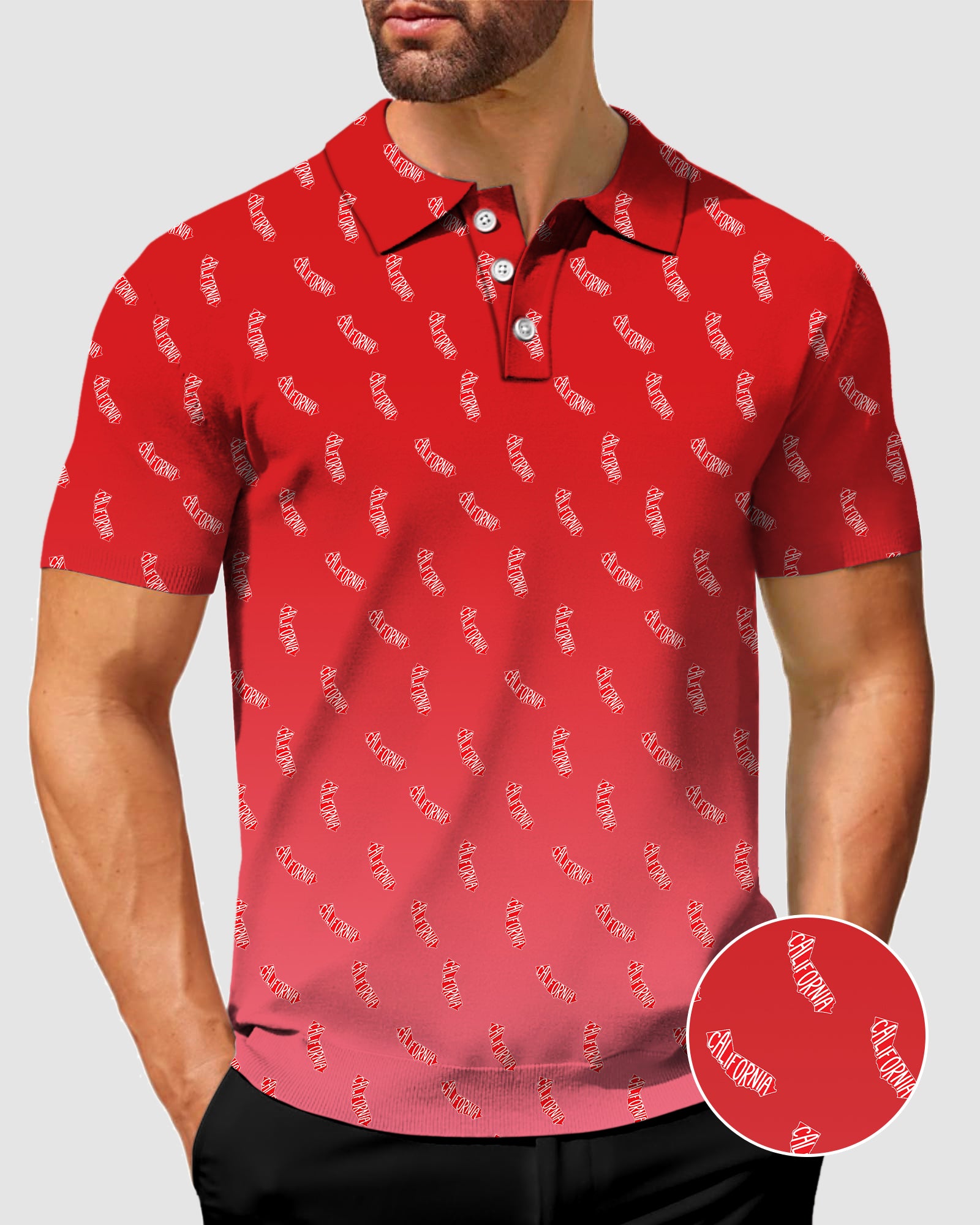 Men's Red California Polo