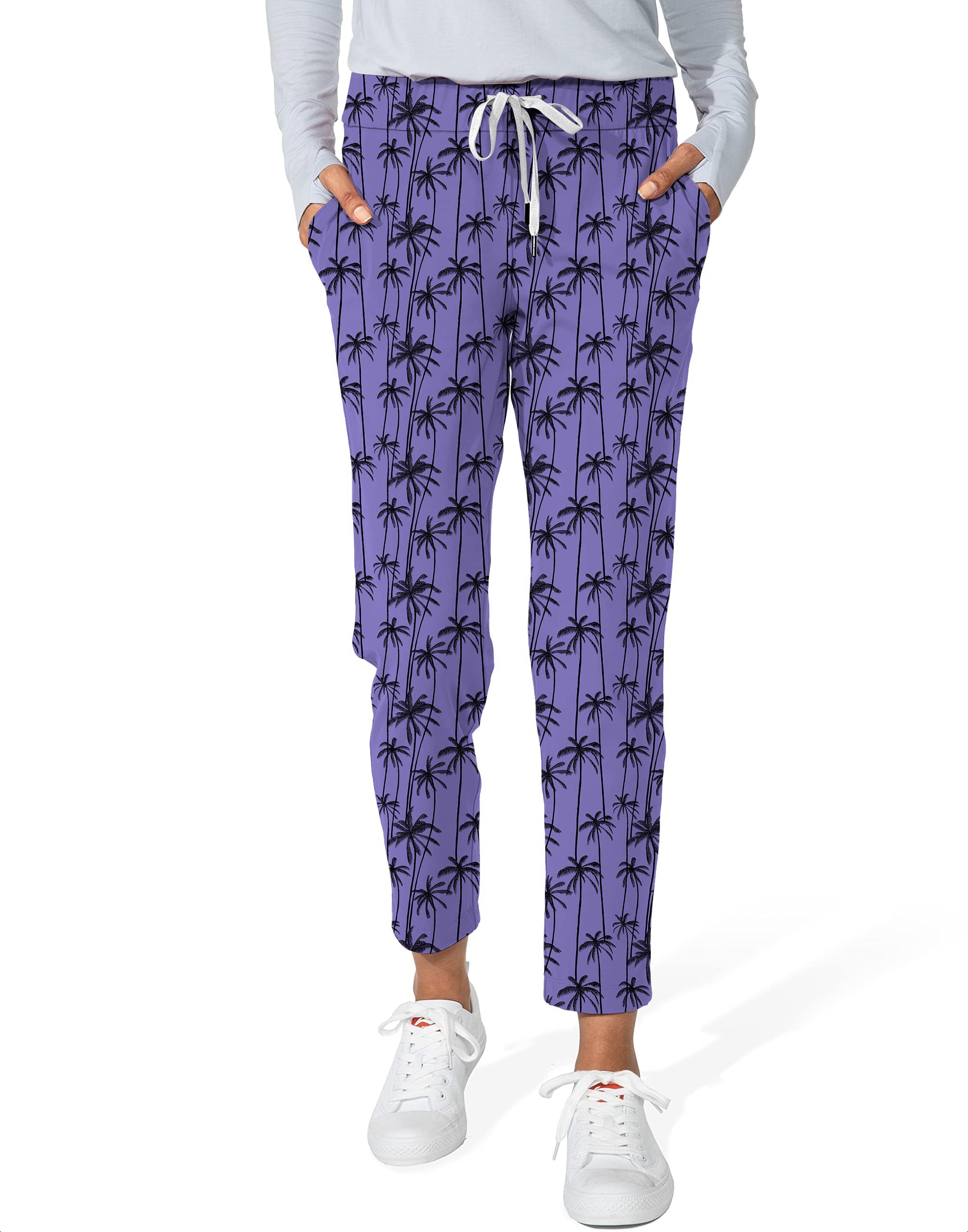 Black coconut tree Women's 7/8 Stretch Ankle Golf Pants