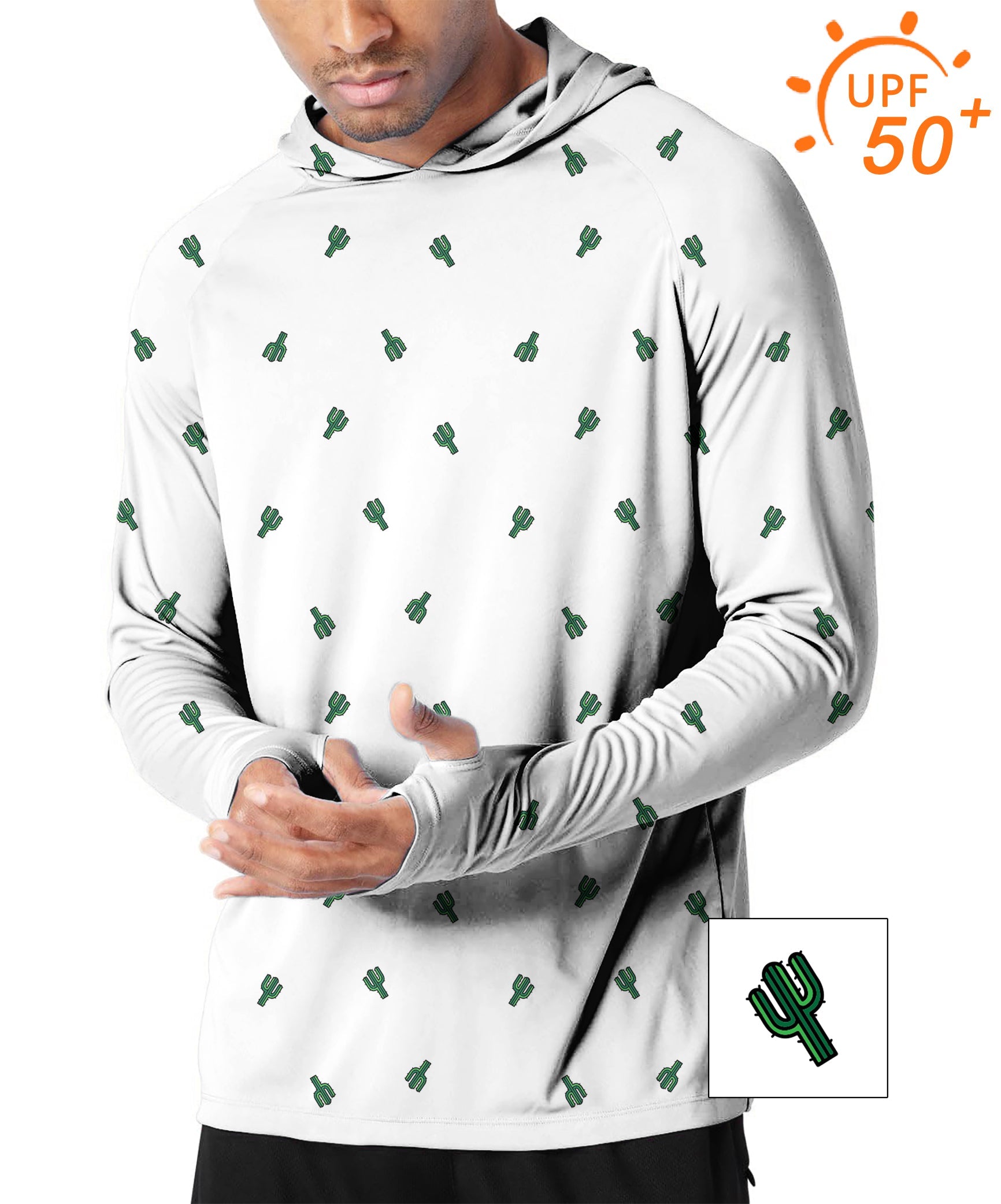 Men's Outdoor Cactus Custom slim fit hoodie with UPF 50+ sun protection and thumb holes