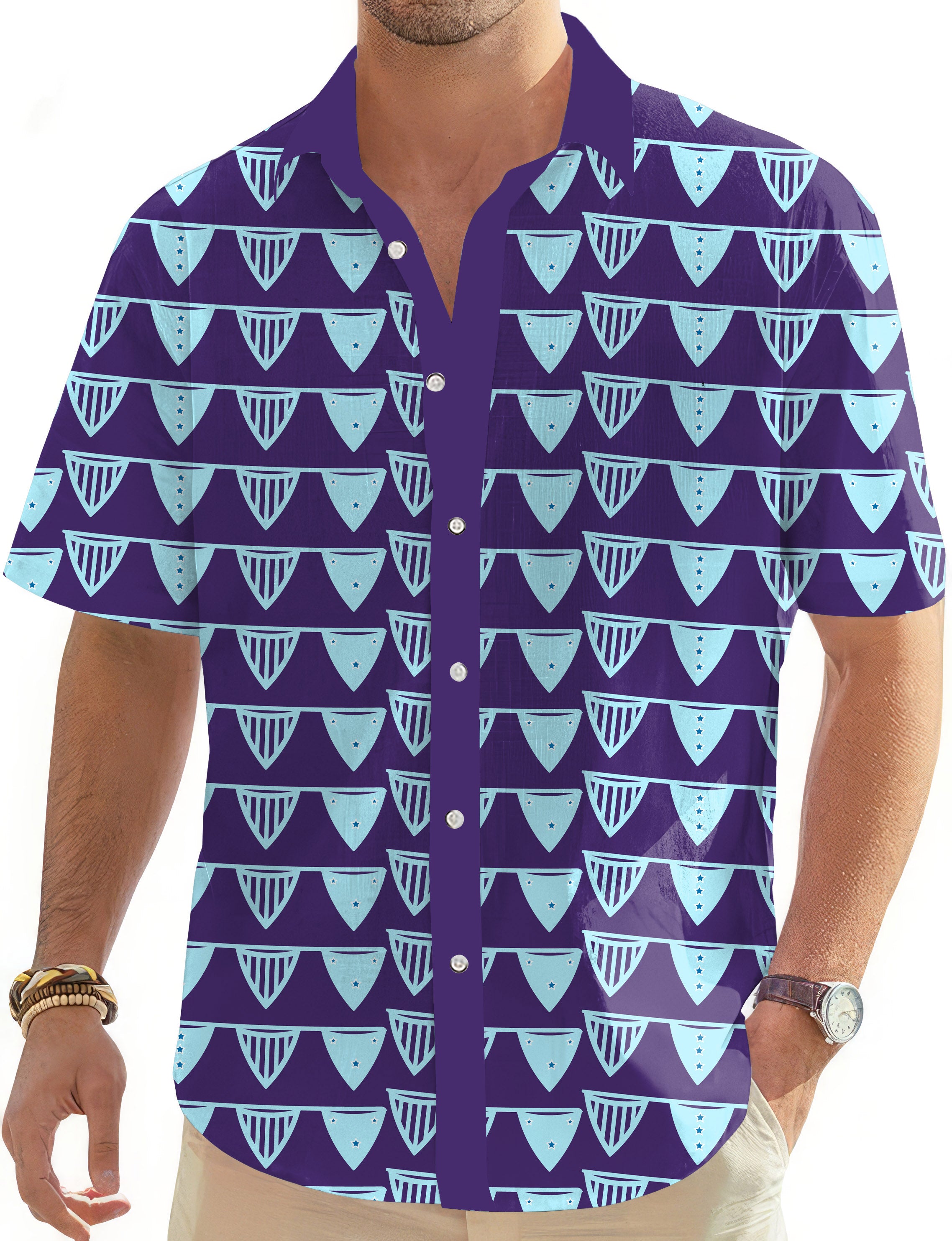 Blue Flag Limited Edition Men's Golf Hawaiian Shirts Button Down Shirt