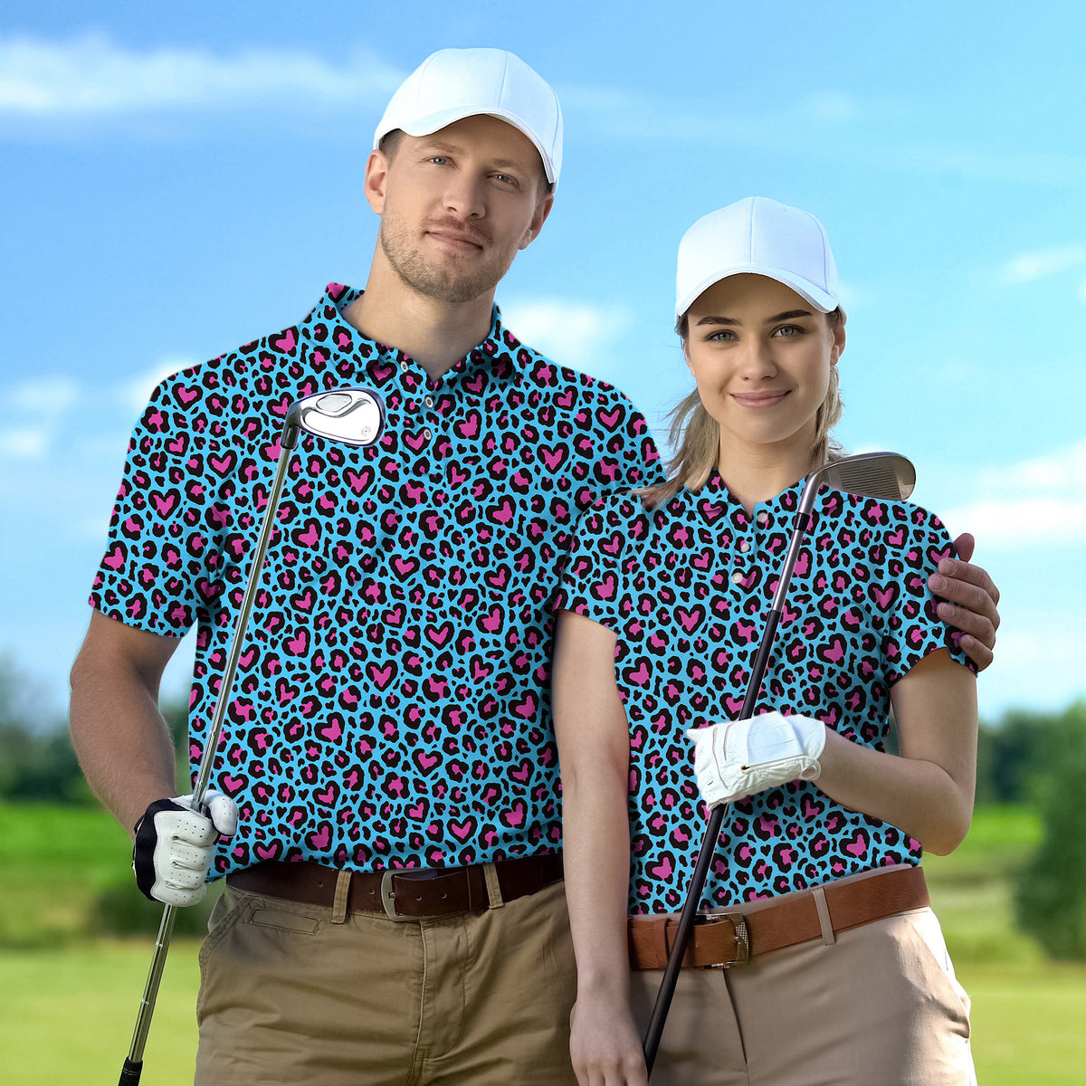 Couple Pink leopard print set Golf Championship Trophy tournament